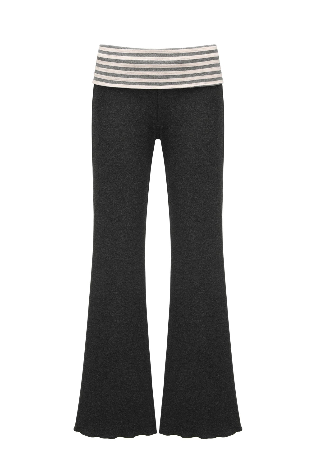 OINIMI Striped Flap Waist Flared Pants