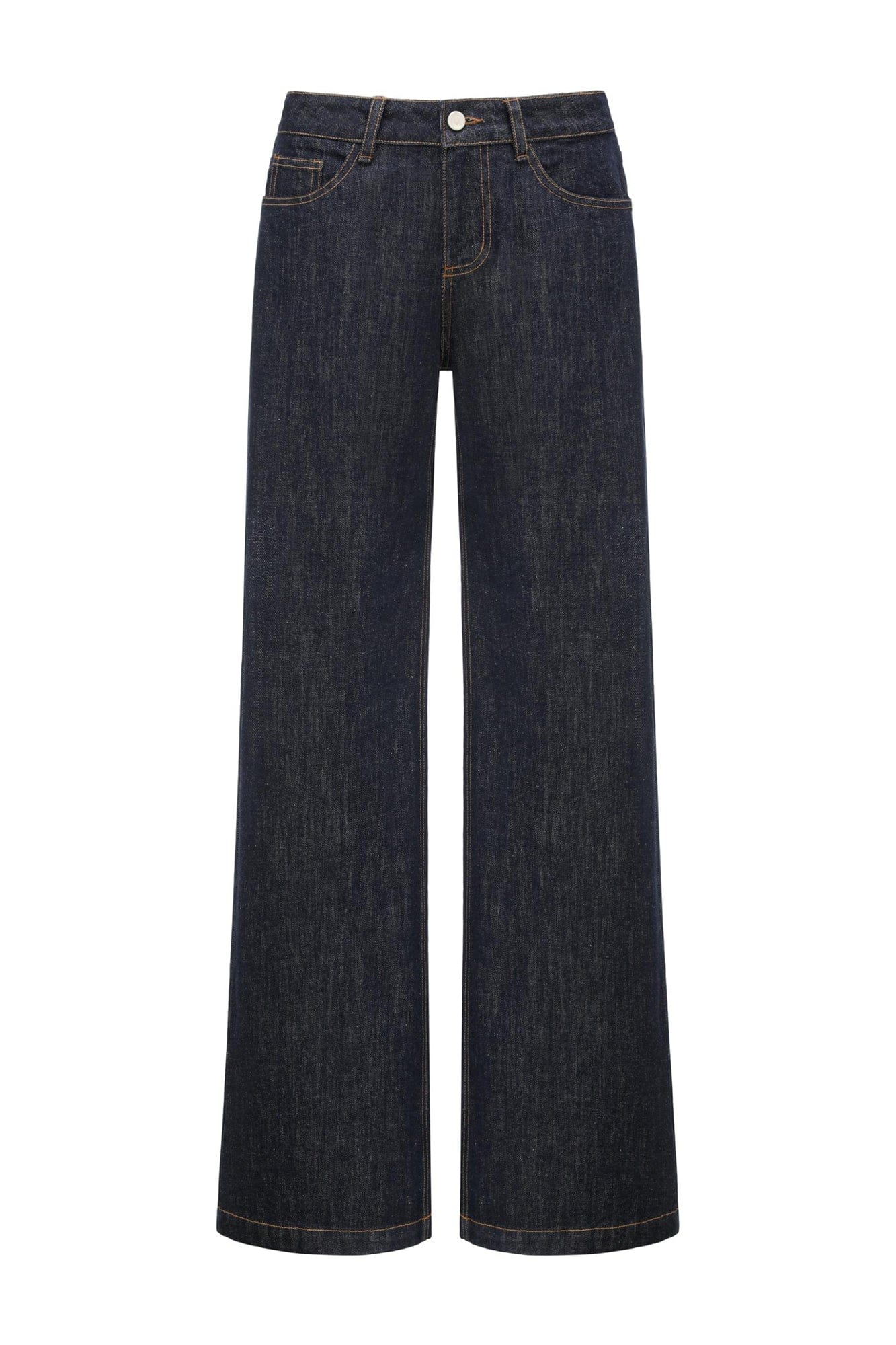 OINIMI Retro Stitched Straight-Leg Raw Jeans