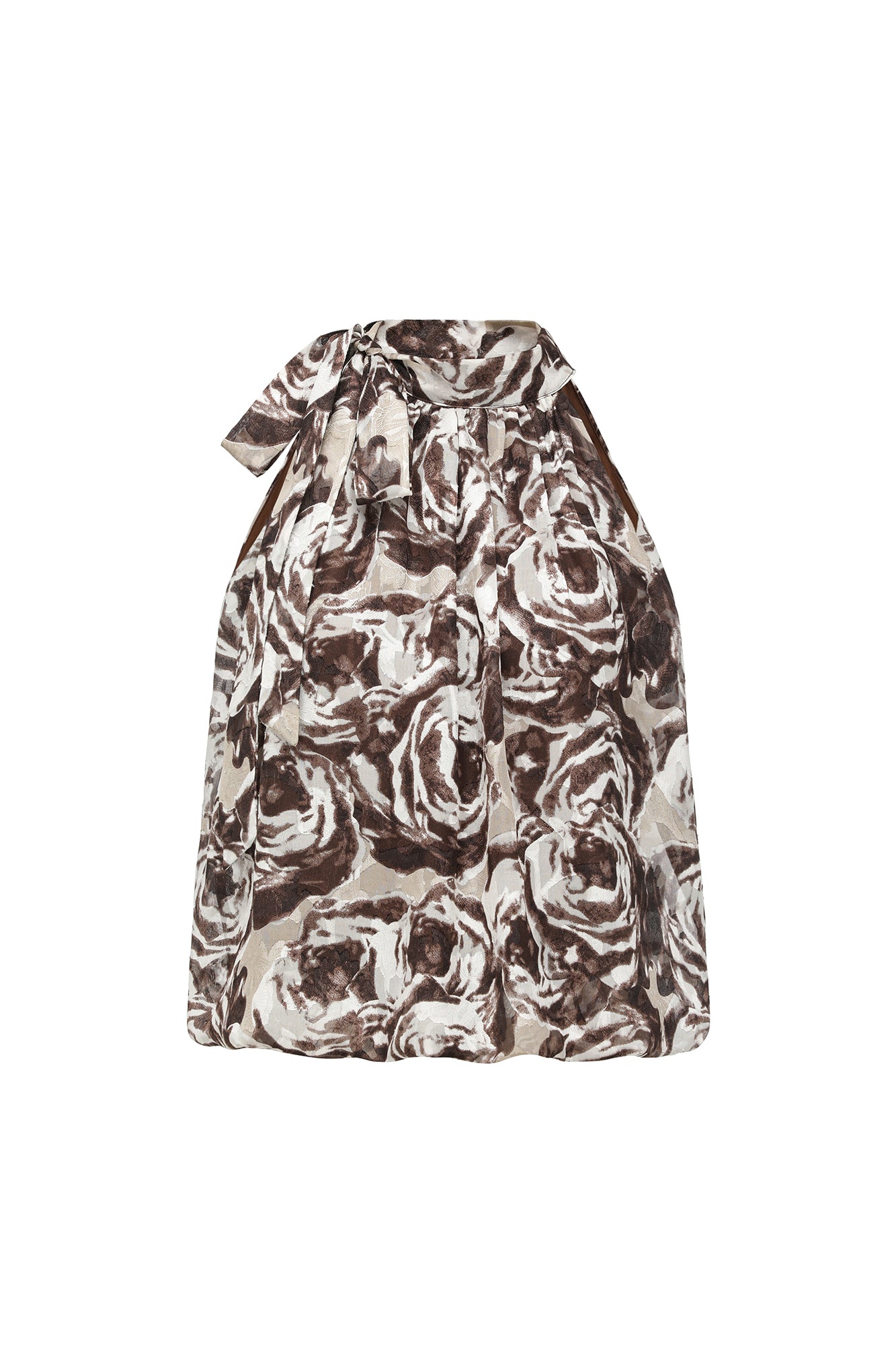 OINIMI Rose Full-Print Tie-Neck Halter Top