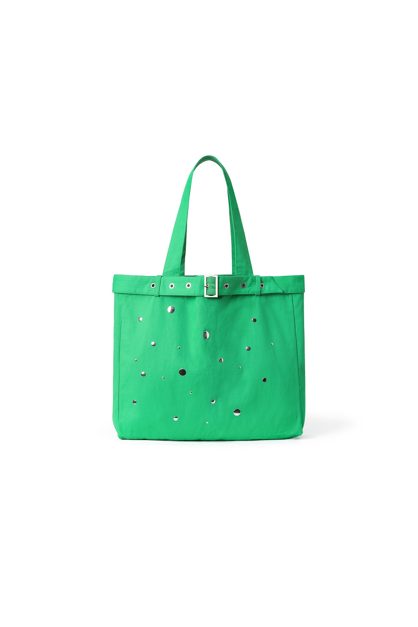 OINIMI Belted Grommet Mirror Disc Tote Bag