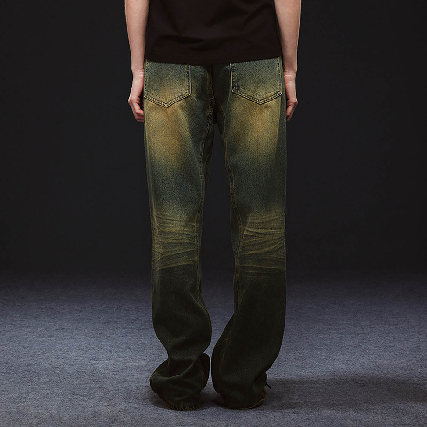ARTIFICIAL WORLD Crinkled Straight-Leg Washed Jeans, premium urban and streetwear designers apparel on PROJECTISR.com, ARTIFICIAL WORLD