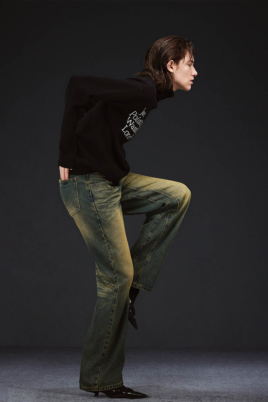 ARTIFICIAL WORLD Crinkled Straight-Leg Washed Jeans, premium urban and streetwear designers apparel on PROJECTISR.com, ARTIFICIAL WORLD