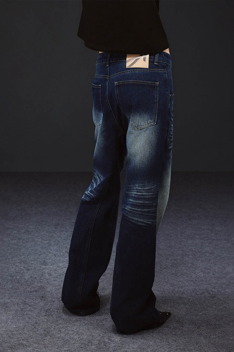 ARTIFICIAL WORLD Crinkled Straight-Leg Washed Jeans, premium urban and streetwear designers apparel on PROJECTISR.com, ARTIFICIAL WORLD