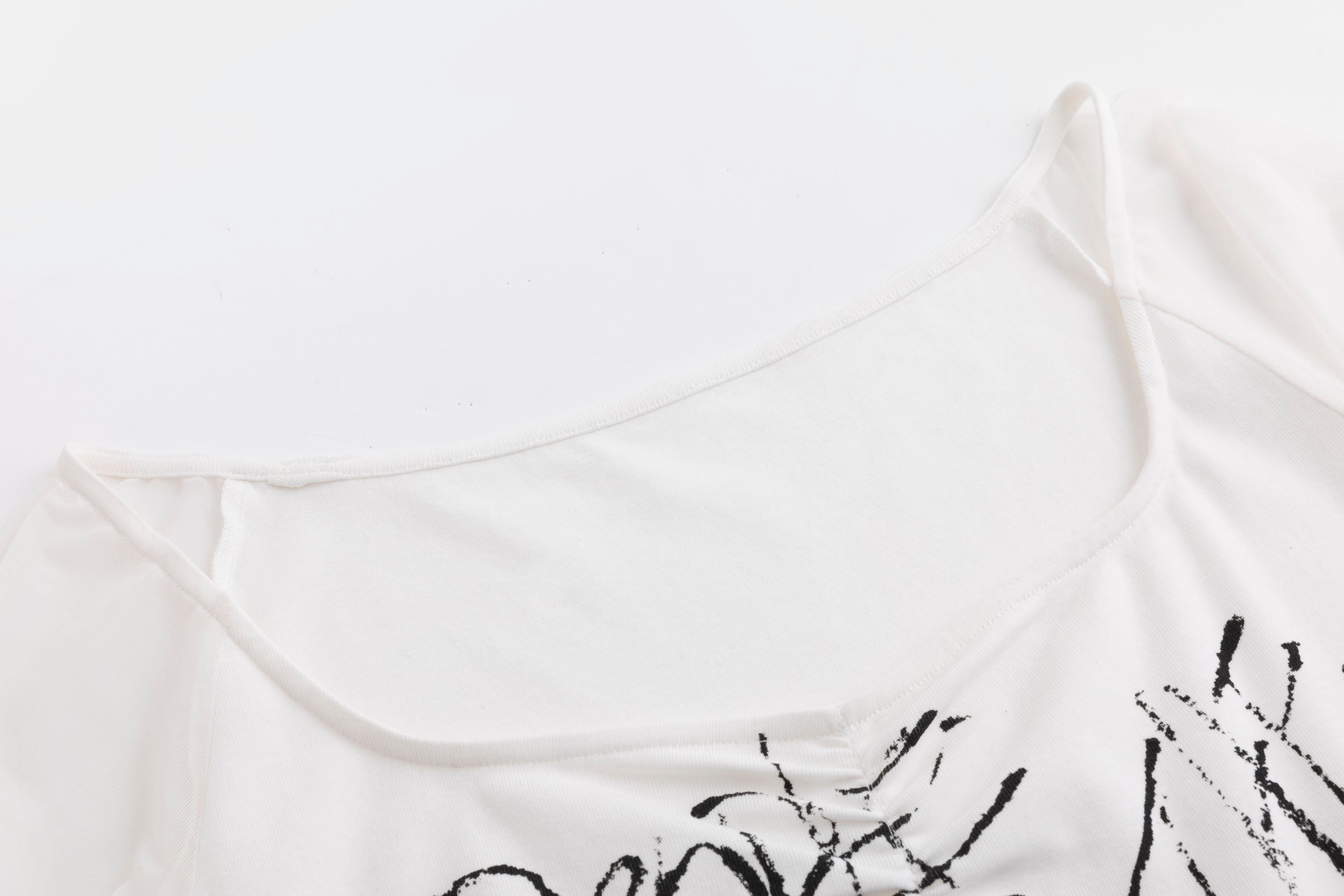 CESTNOUS Sheer-Sleeve Graffiti Mini Dress