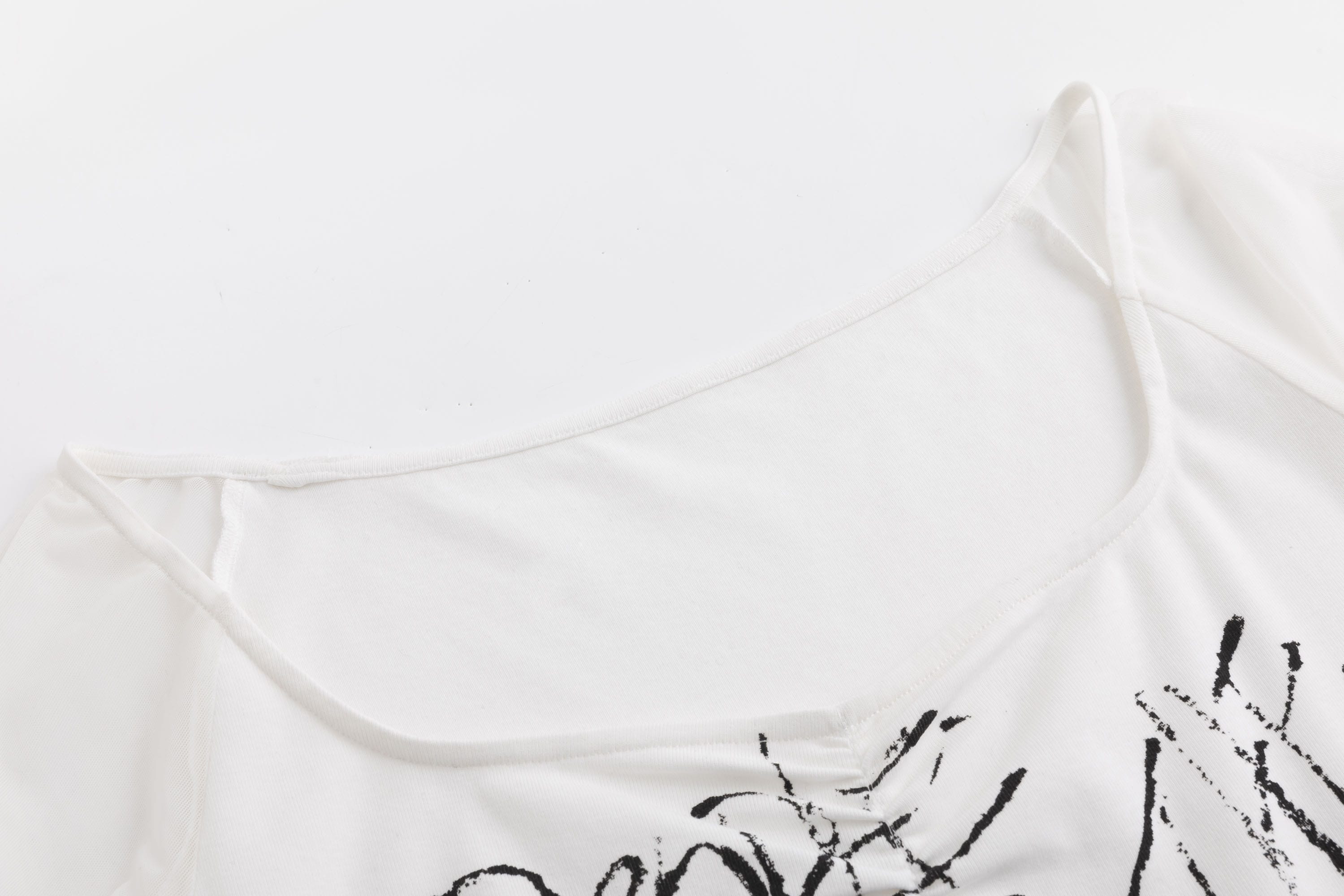 CESTNOUS Sheer-Sleeve Graffiti Mini Dress