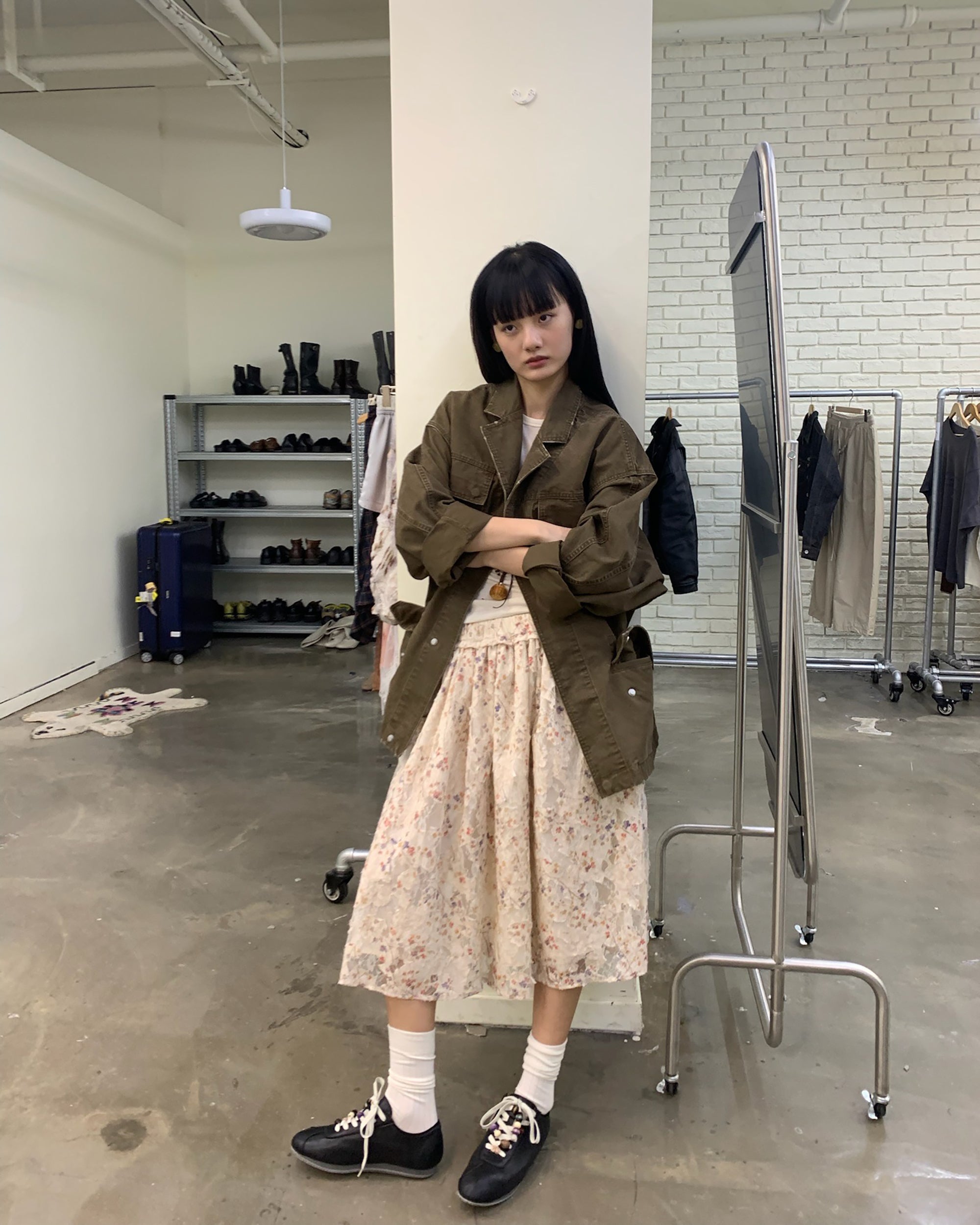 NEVERSEEZ Layered Sheer Floral Skirt