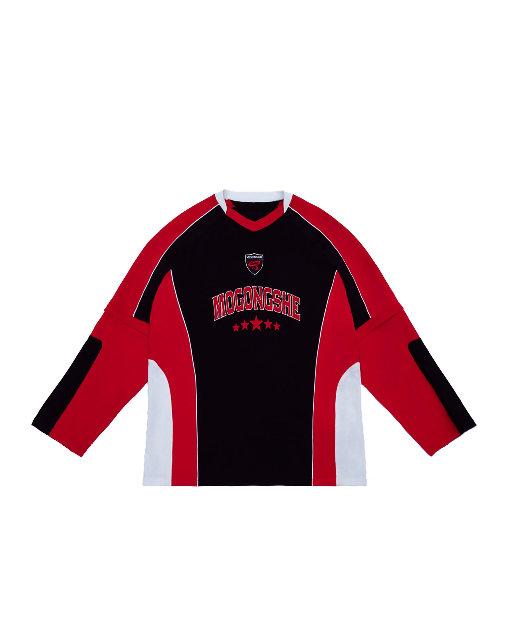 MOGONGSHE Contrast Spliced Detachable Long-Sleeve Tee