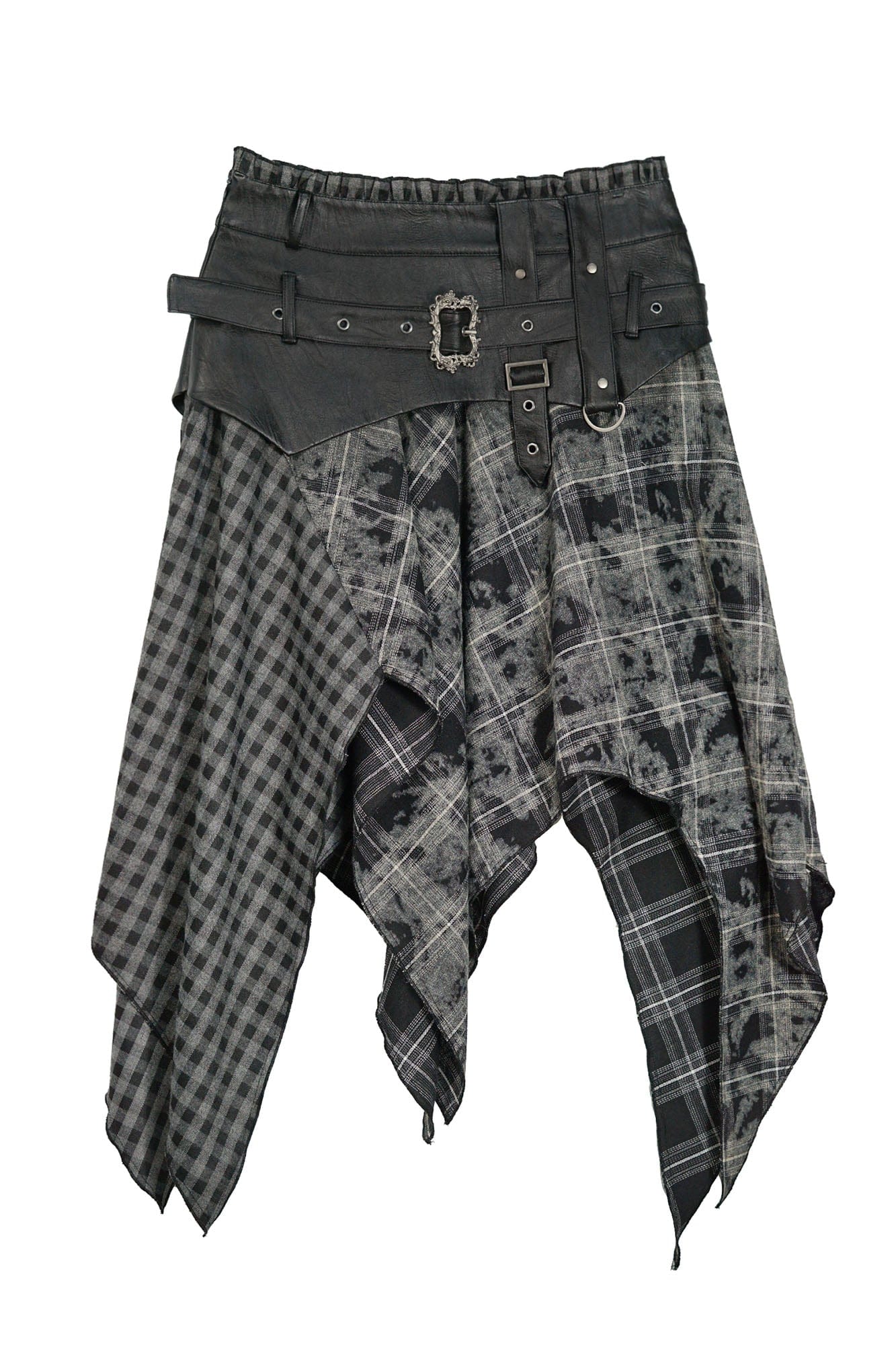 CESTNOUS Asymmetrical Belted Faux Leather Waist Skirt