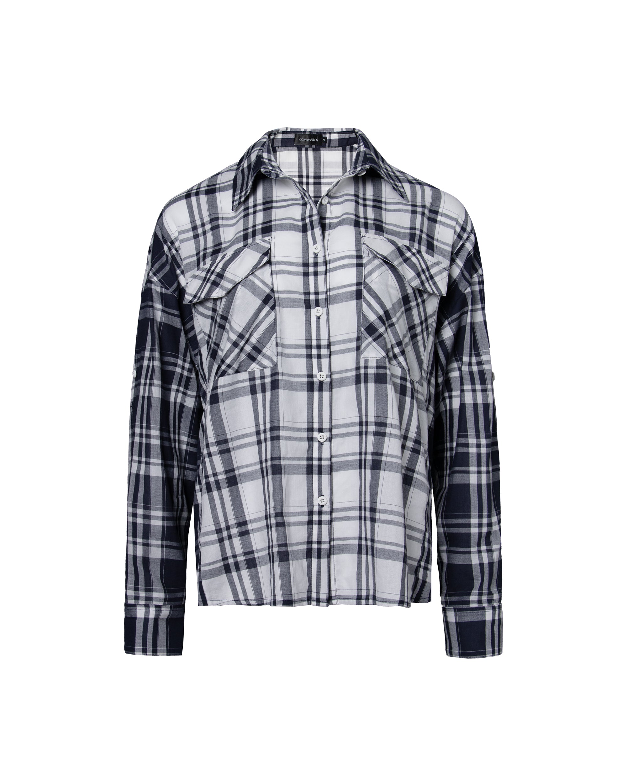 COMMAND N Spliced Plaid Relaxed Shirt