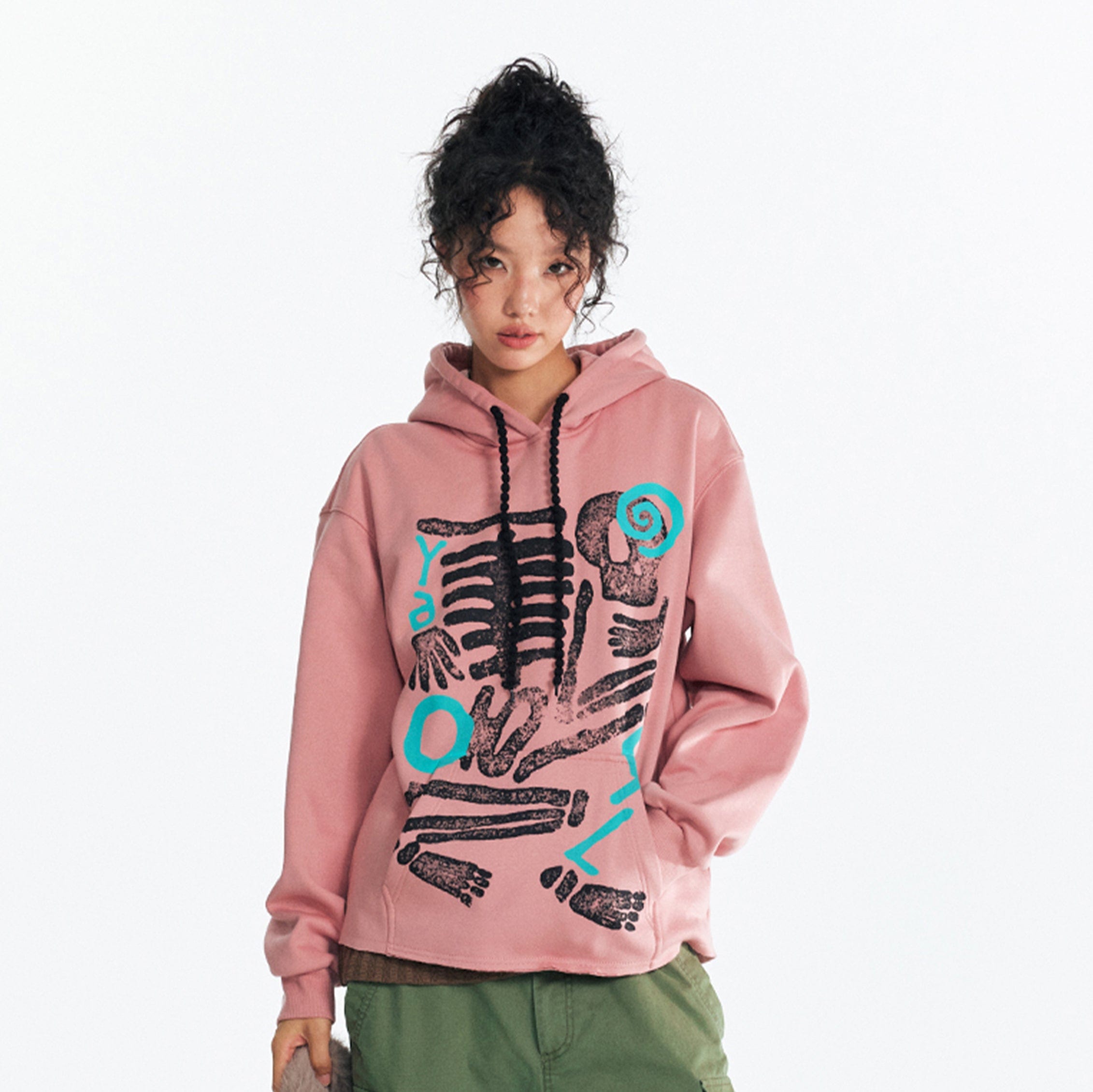 1997 POSTOFFICE Retro Skeleton Graphic Oversized Hoodie