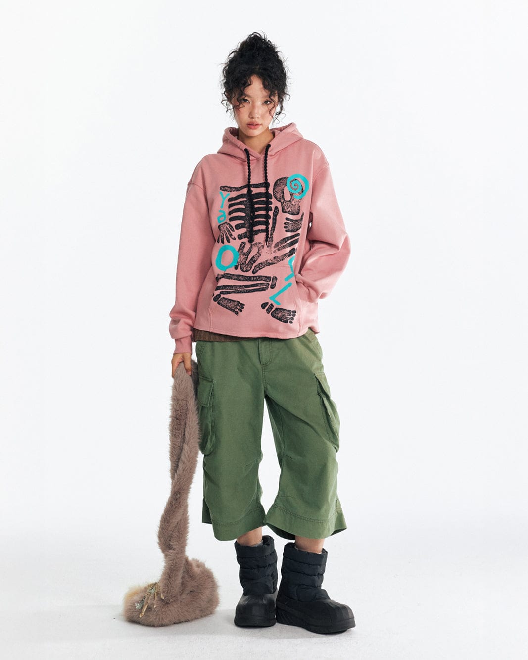 1997 POSTOFFICE Retro Skeleton Graphic Oversized Hoodie