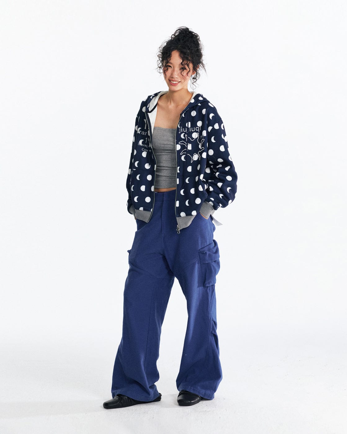 1997 POSTOFFICE Retro Polka-Dot Full-Print Zip-Up Hoodie