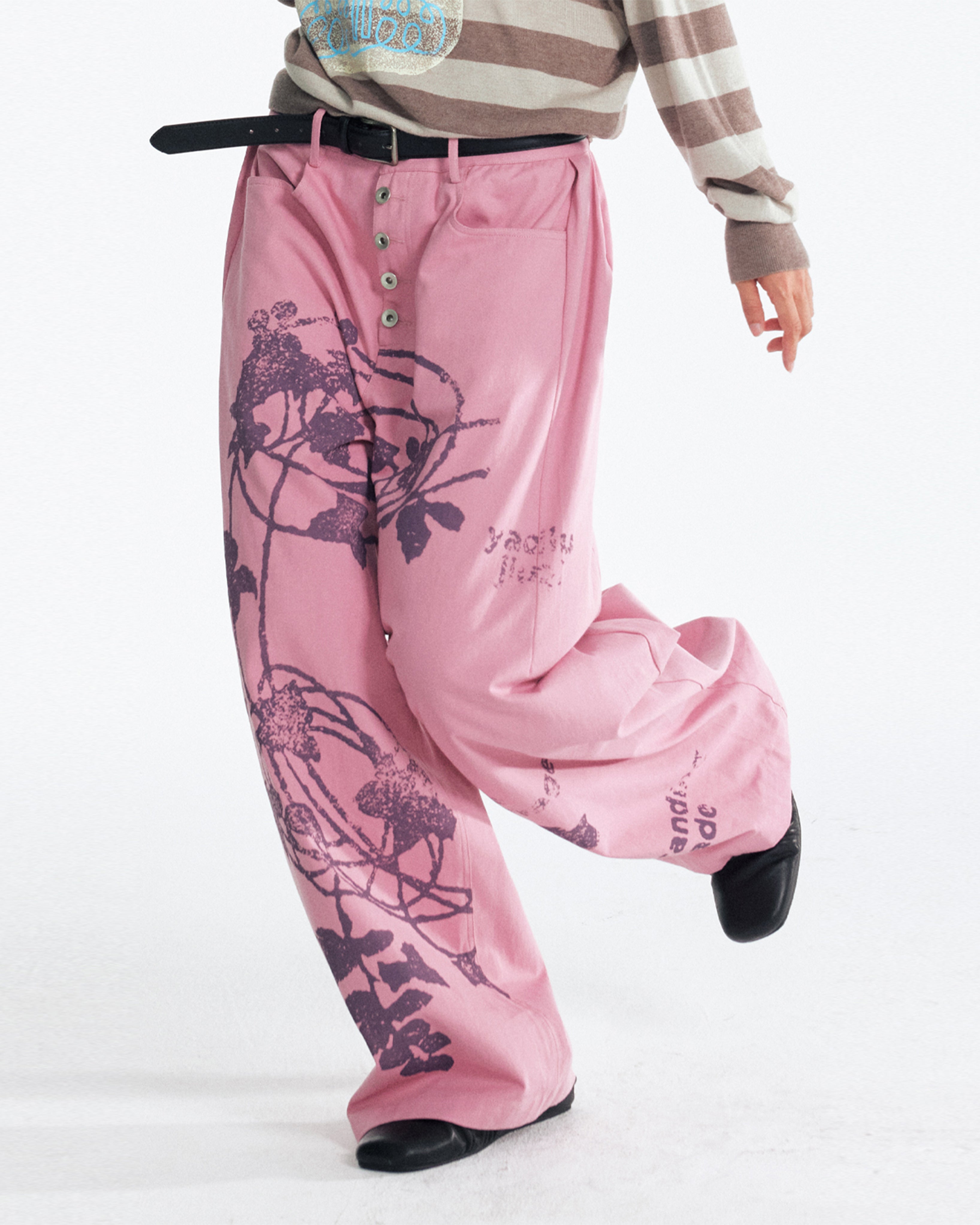 1997 POSTOFFICE Lilac Vine Full-Print Curved Jeans