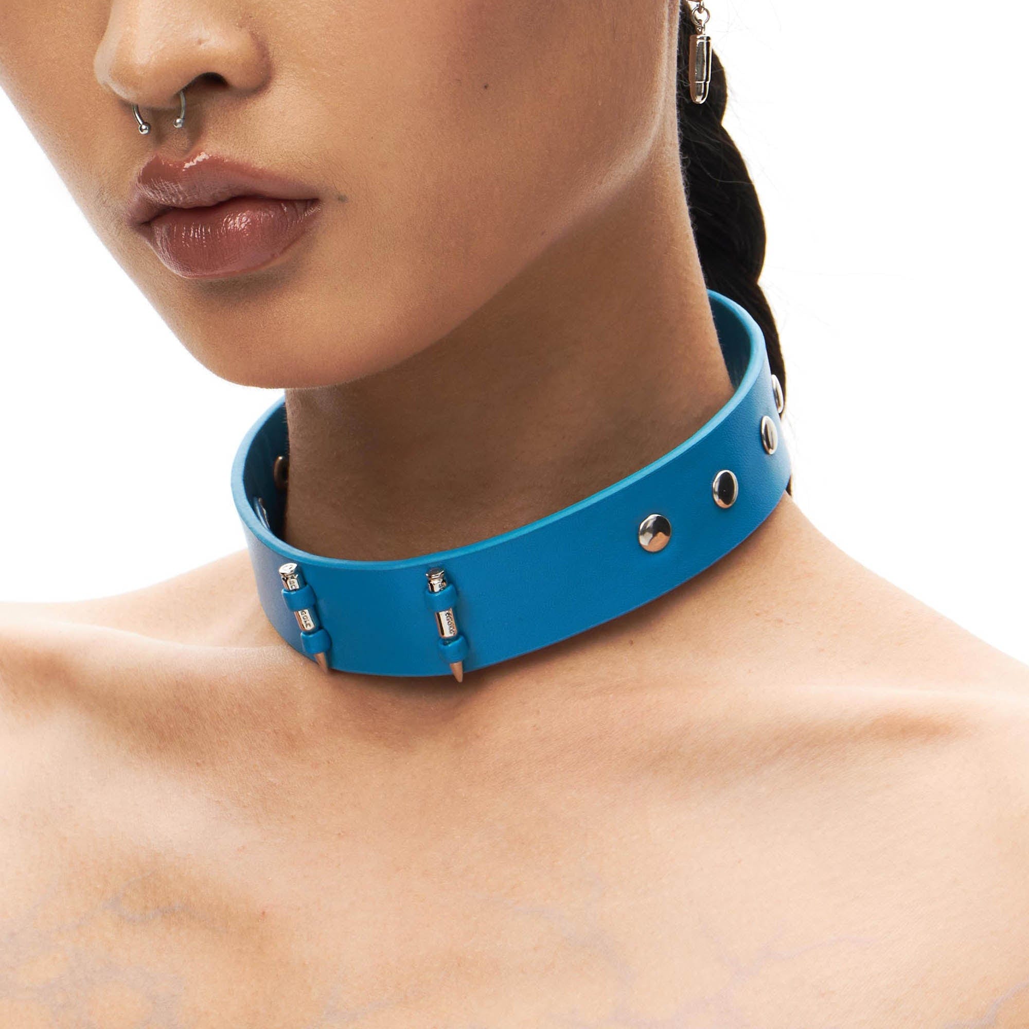 SCHWARZGOLD Bullet Stud Snap Chocker, premium urban and streetwear designers apparel on PROJECTISR.com, SCHWARZGOLD