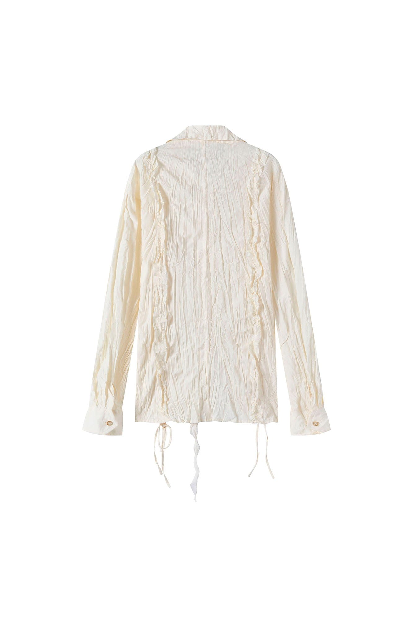 CESTNOUS Ruched Ruffle Spliced Shirt