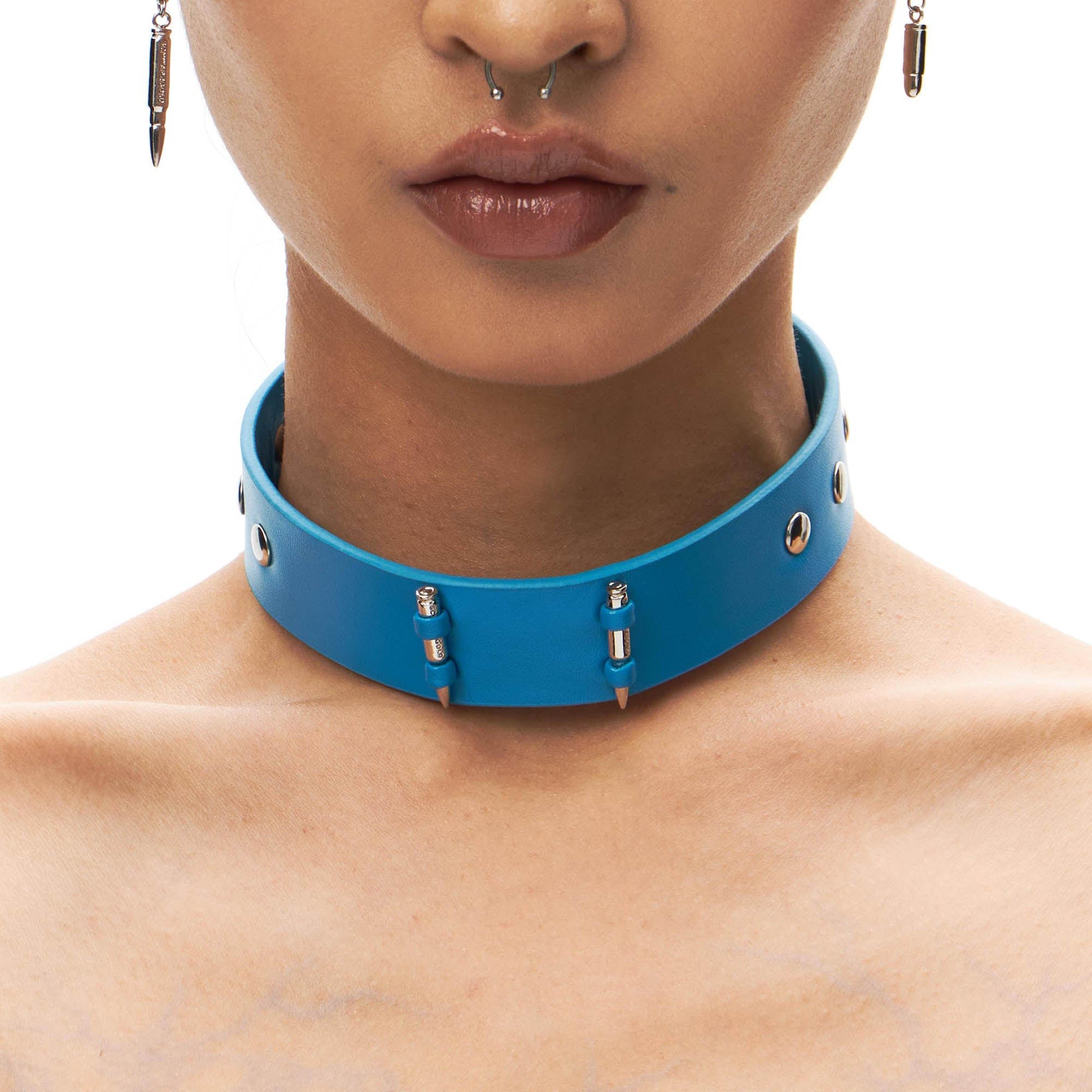 SCHWARZGOLD Bullet Stud Snap Chocker, premium urban and streetwear designers apparel on PROJECTISR.com, SCHWARZGOLD