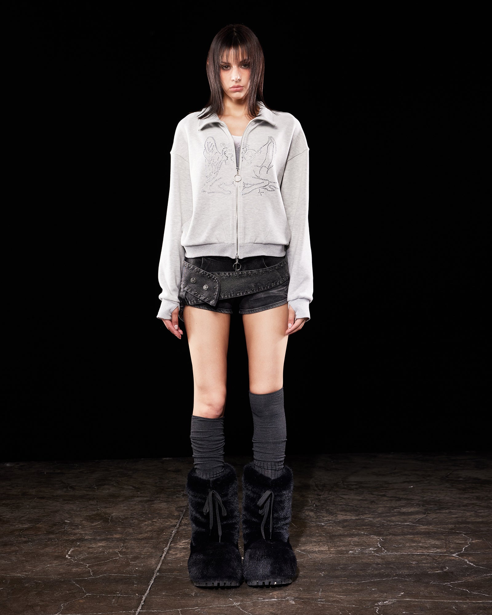 EMOHA Diamond Angel Stand Collar Jacket