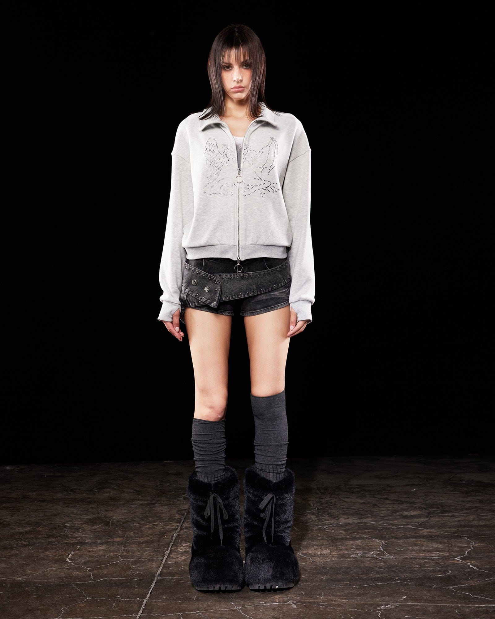 EMOHA Diamond Angel Stand Collar Jacket