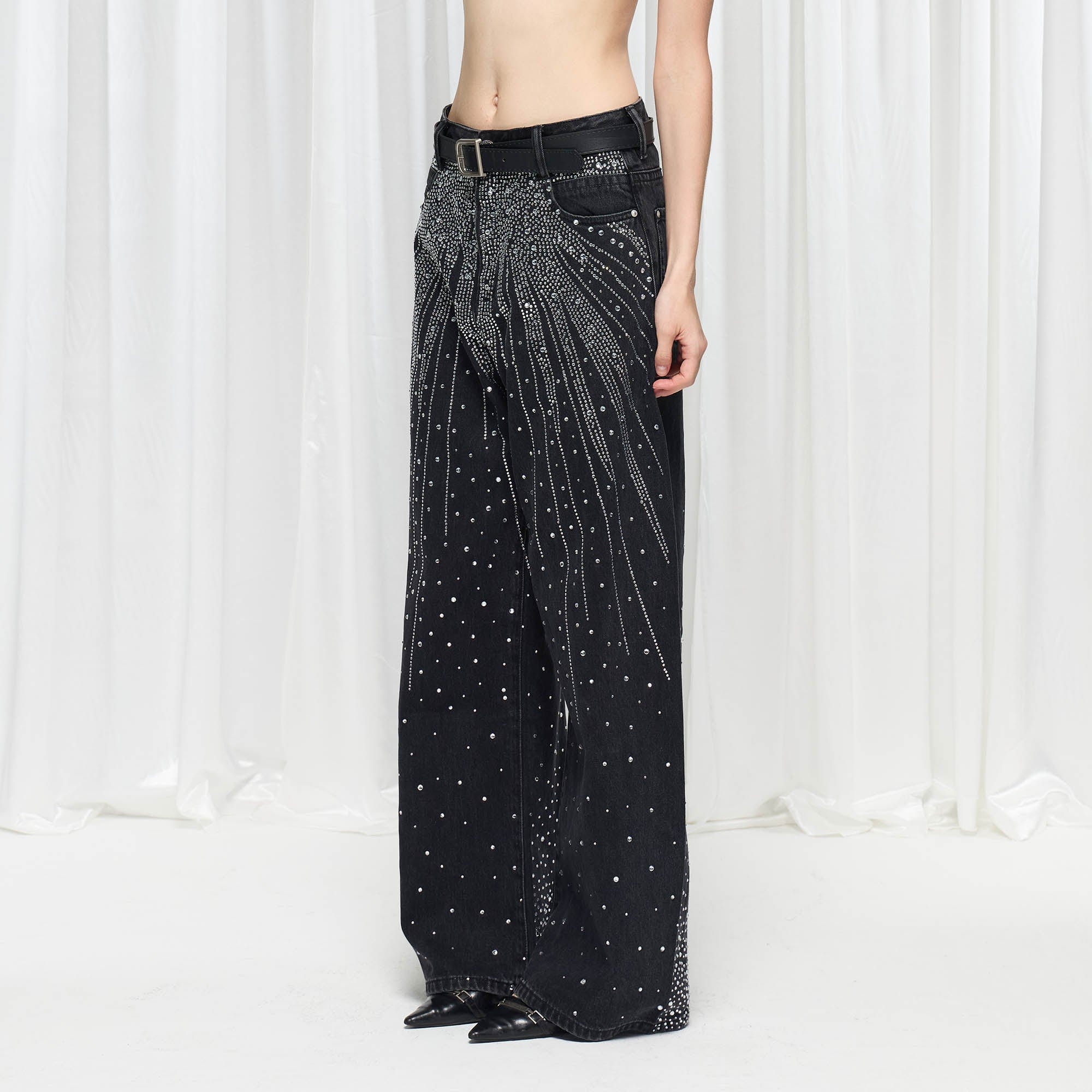 DND4DES×Faychui Radiant Diamond Wide-Leg Jeans, premium urban and streetwear designers apparel on PROJECTISR.com, DND4DES