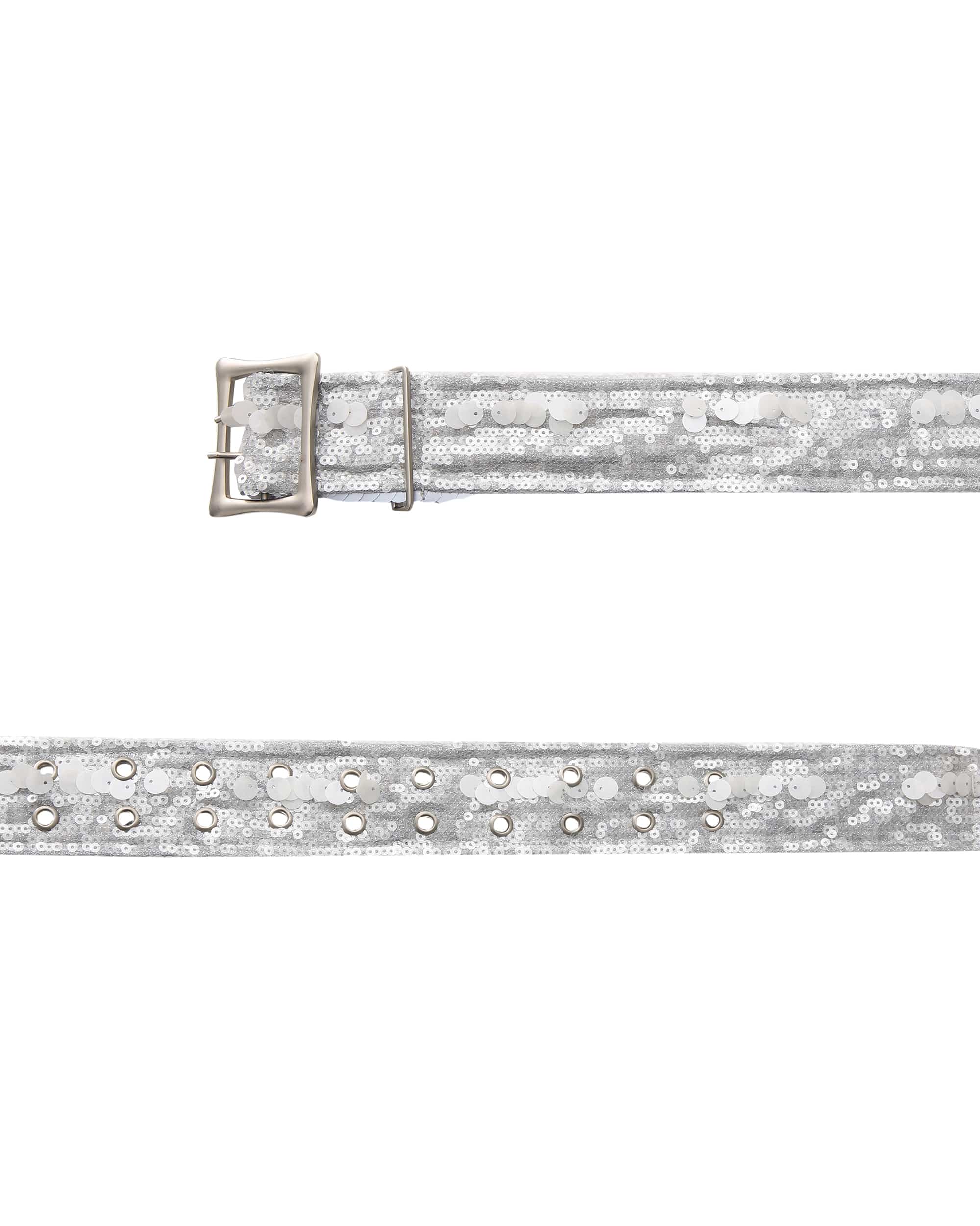 NEVER OFFEND L ANGEL Brushed Matte Silver Buckle Belt