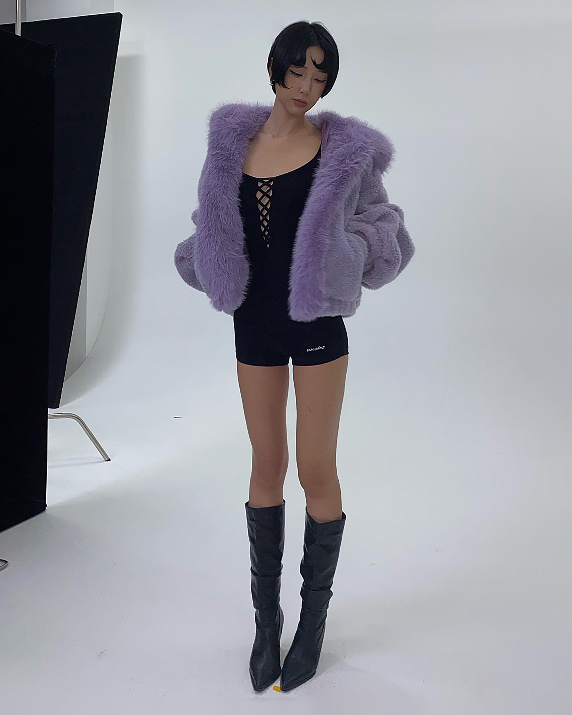 AE30 SAINT Plush Fur Trim Sherpa Hooded Jacket