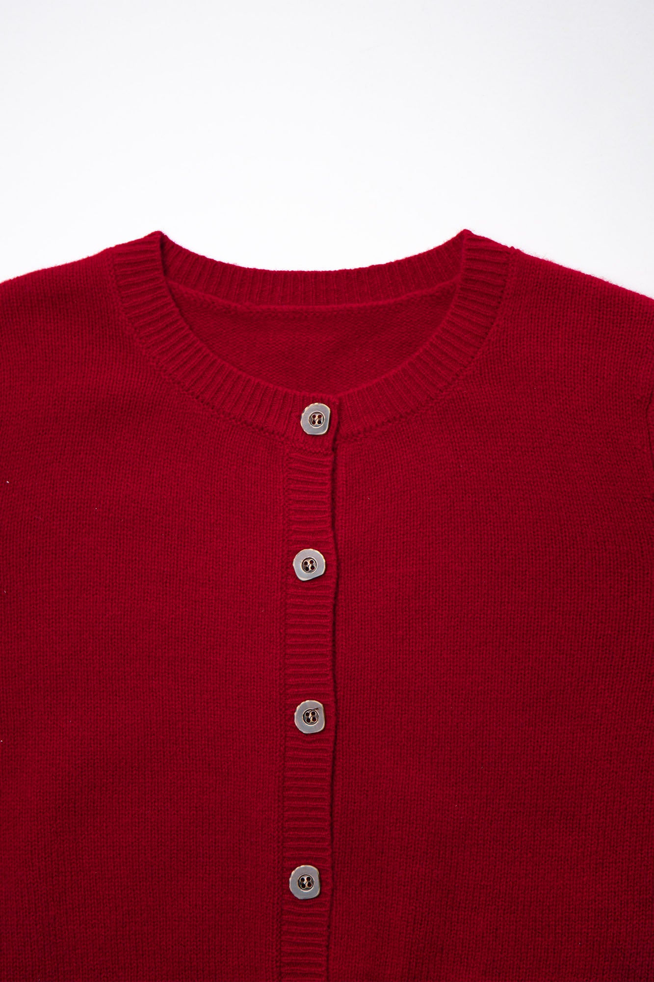 LEONSENSE Contrast-Trim Button Cardigan & Scarf Set