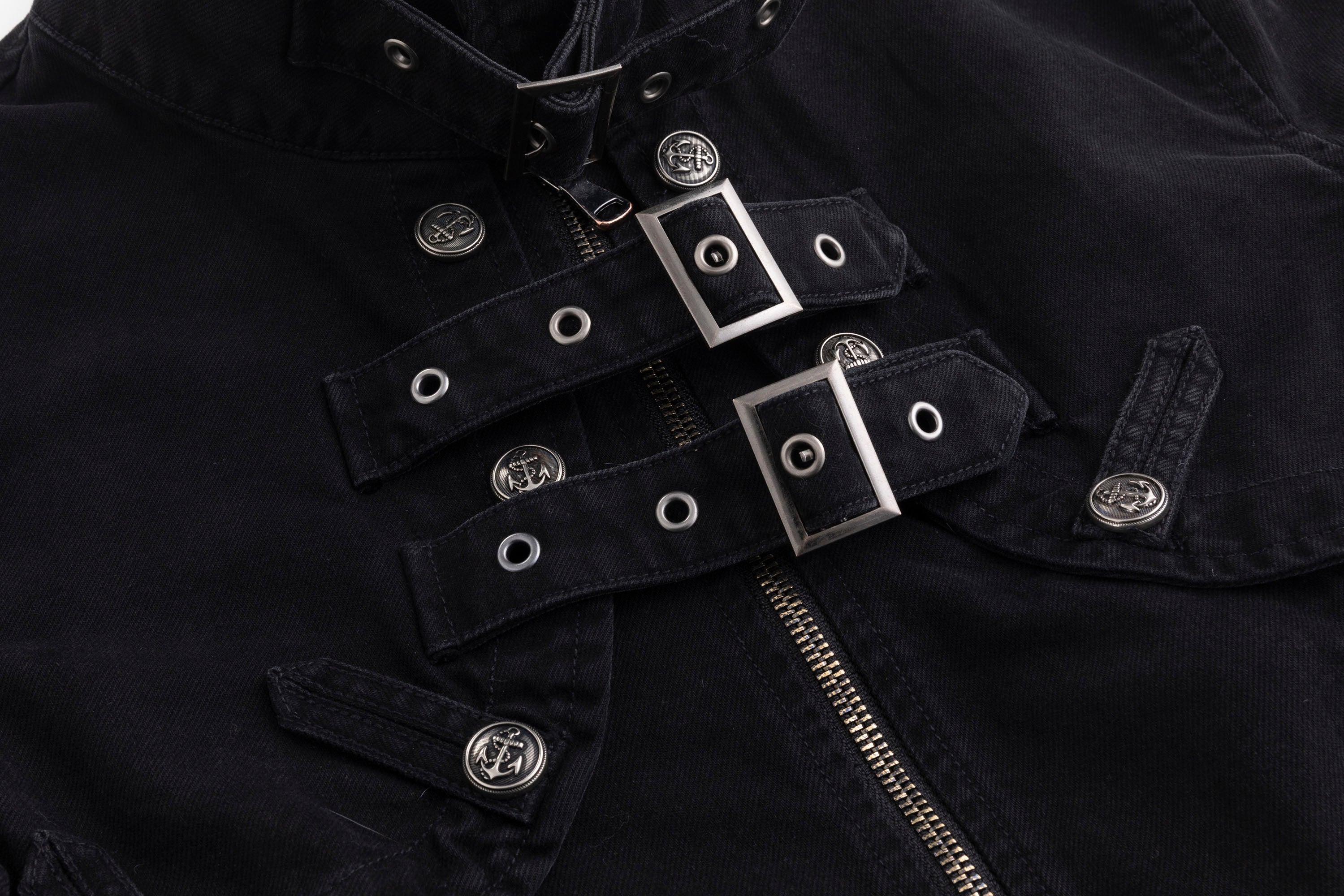 CESTNOUS Detachable Buckle-Strap Lace-Up Back Jacket