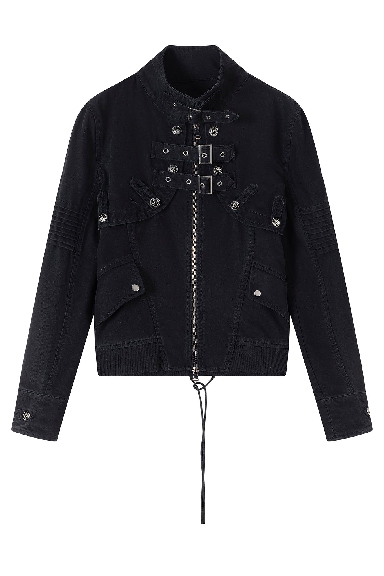 CESTNOUS Detachable Buckle-Strap Lace-Up Back Jacket