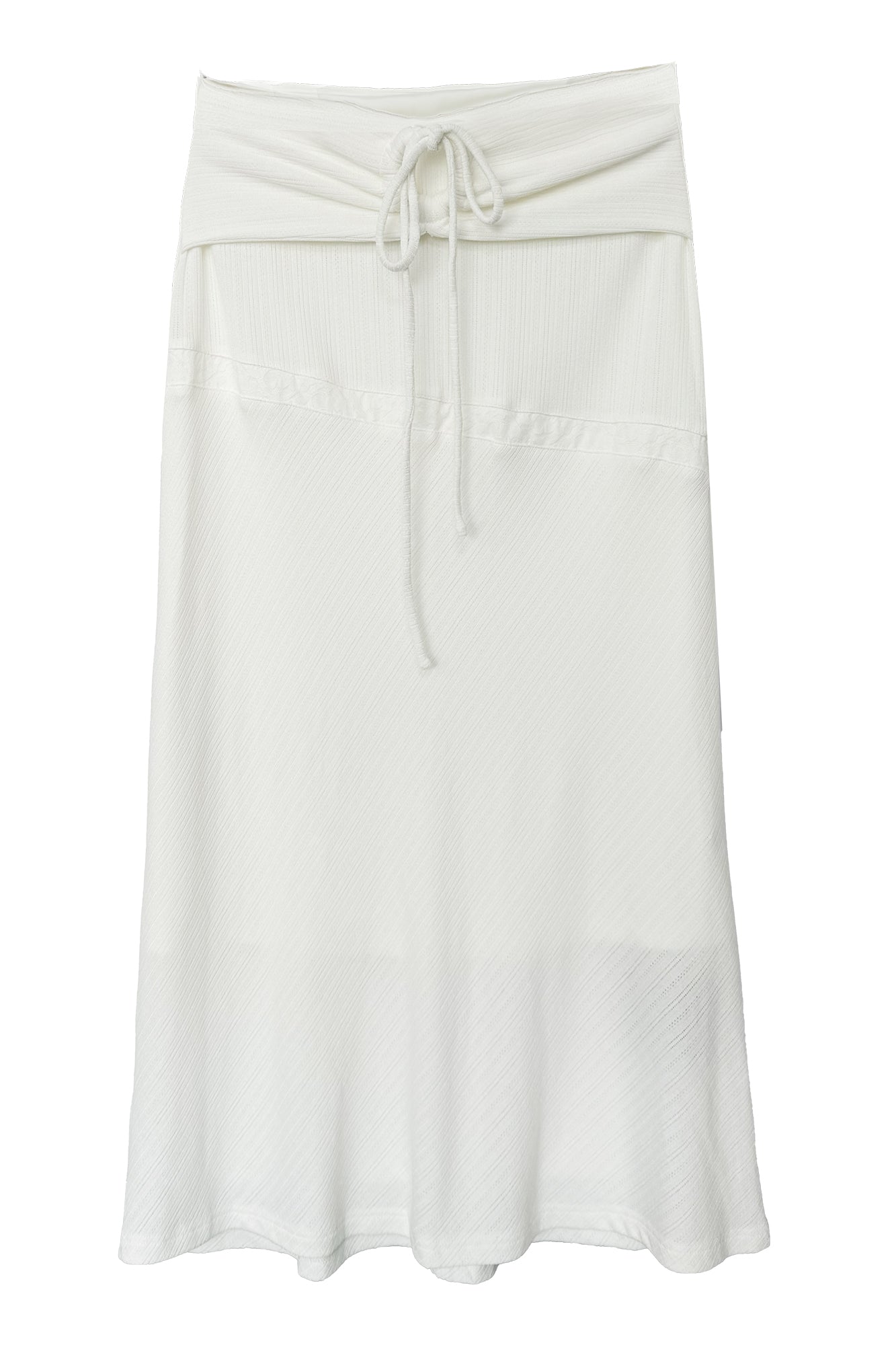 JIUWU PARK Drawstring Waist Lace-Insert Maxi Skirt