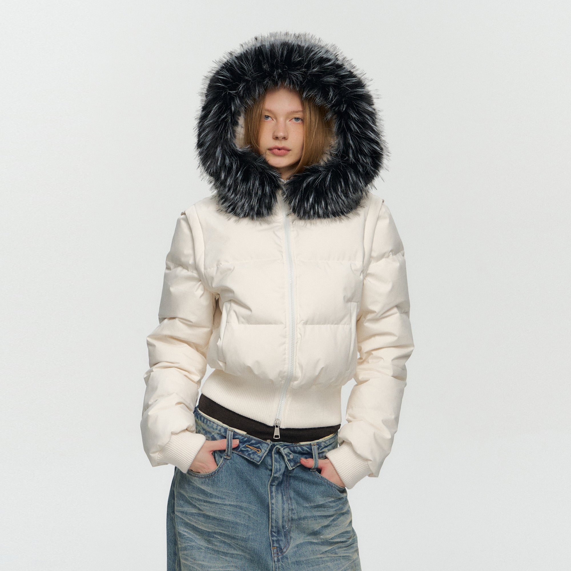 10AMSOTIIIIIIRED Detachable Sleeves Down Puffer Jacket