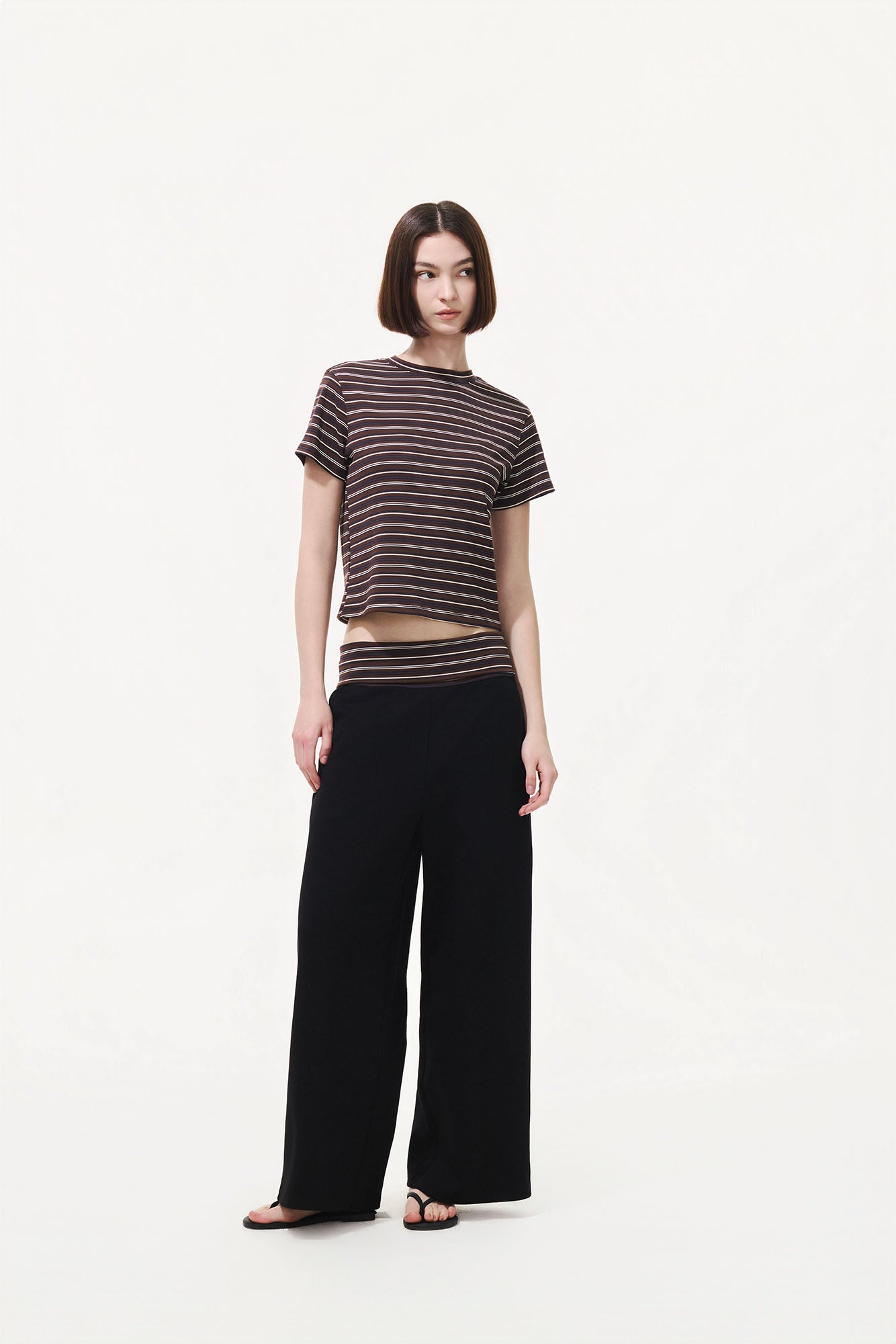 ARTIFICIAL WORLD Striped-Waistband Wide-Leg Sweatpants