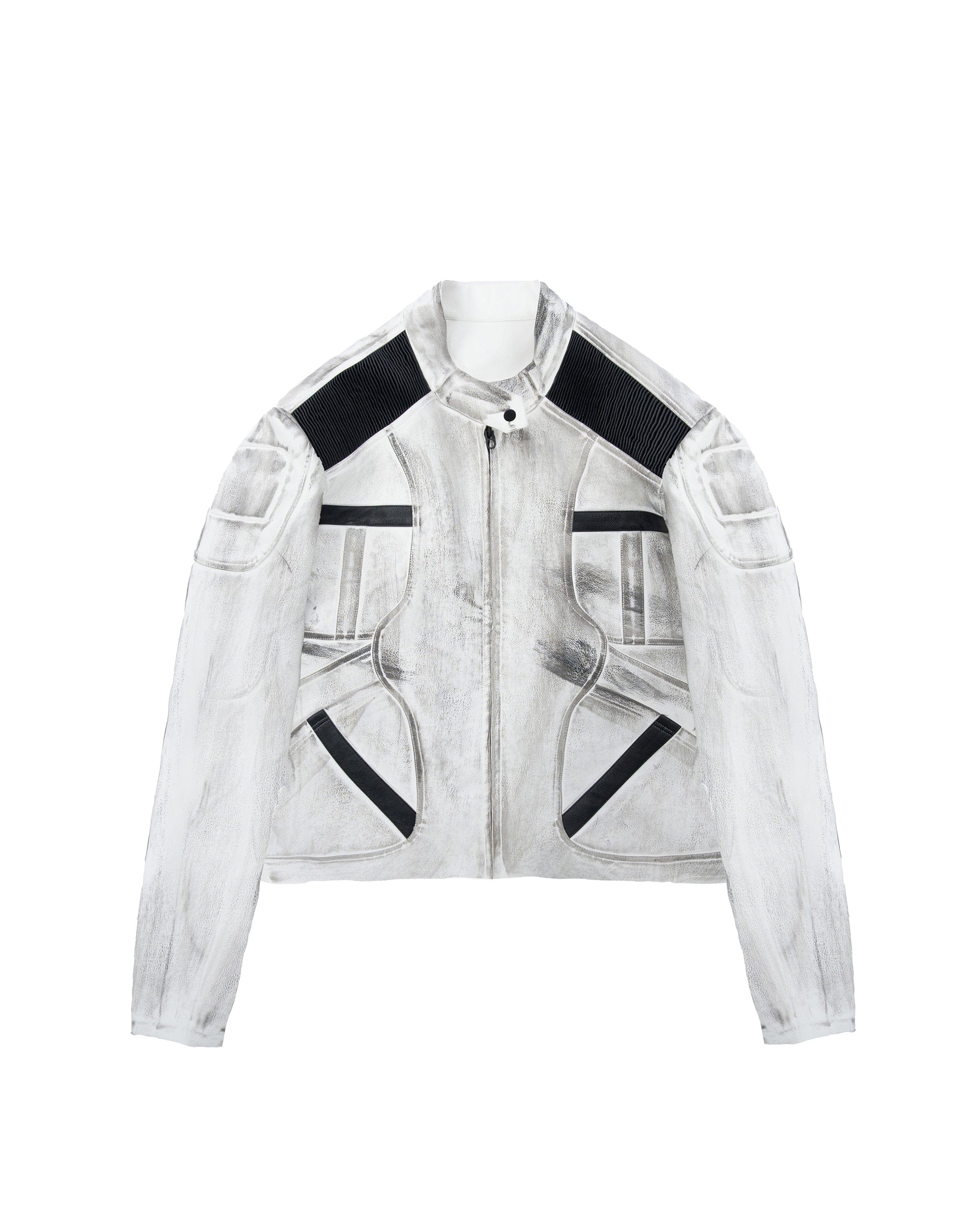 MOGONGSHE Distressed Techwear PU Moto Jacket