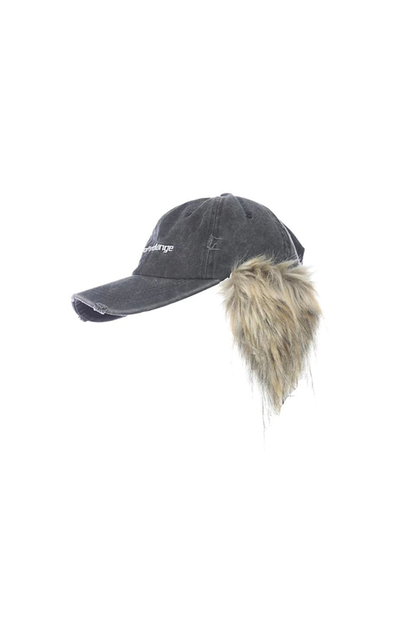 NEVER OFFEND L ANGEL Faux-Fur Ear Flaps Distressed Cap