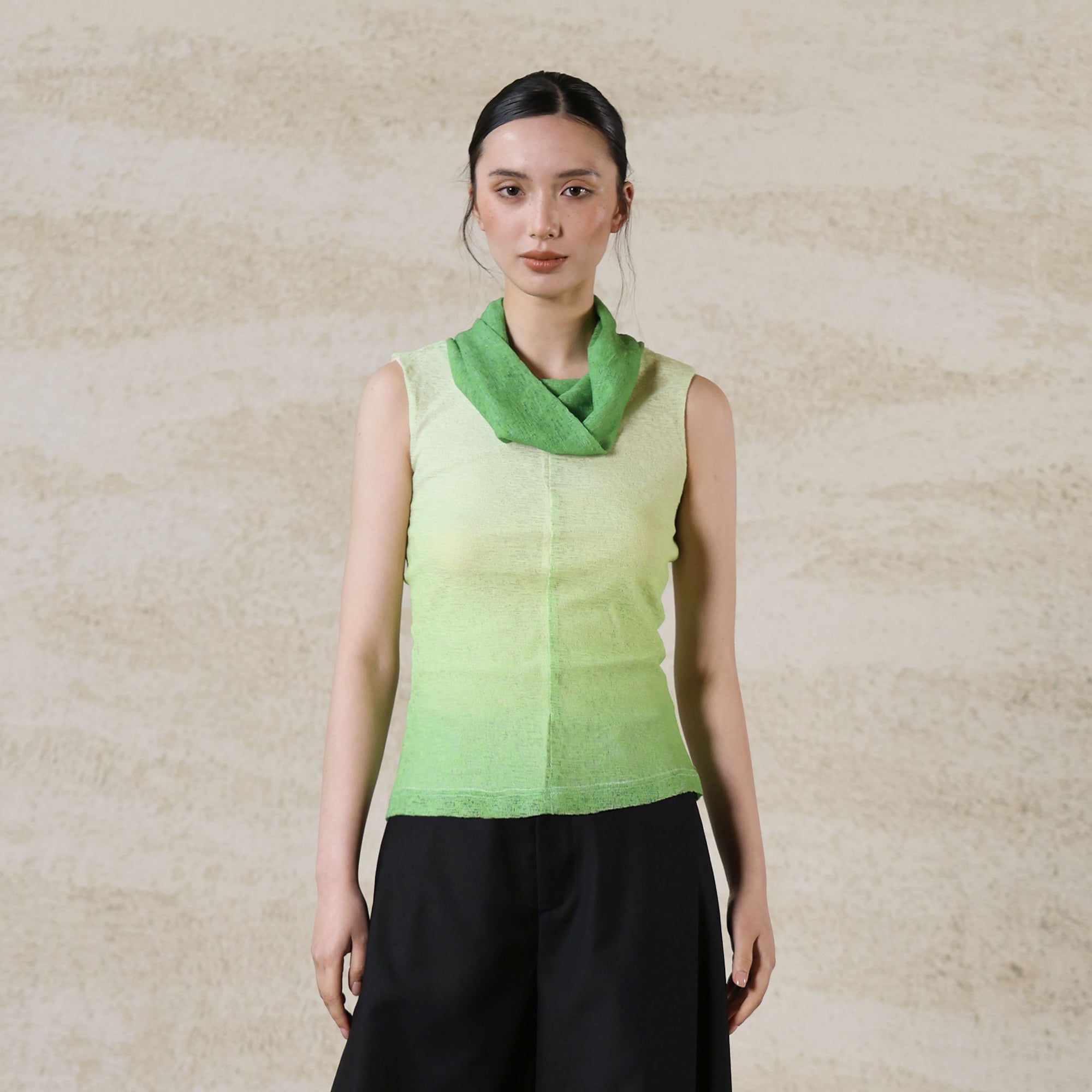 WUHEYIZUO Gradient Layered Drape-Neck Tank Top