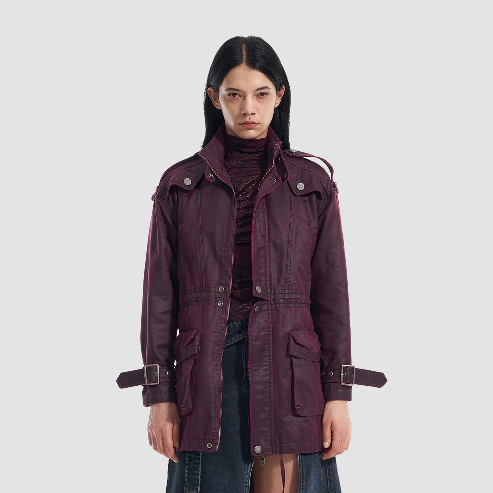 VANN VALRENCE Utility Belted Parka Jacket