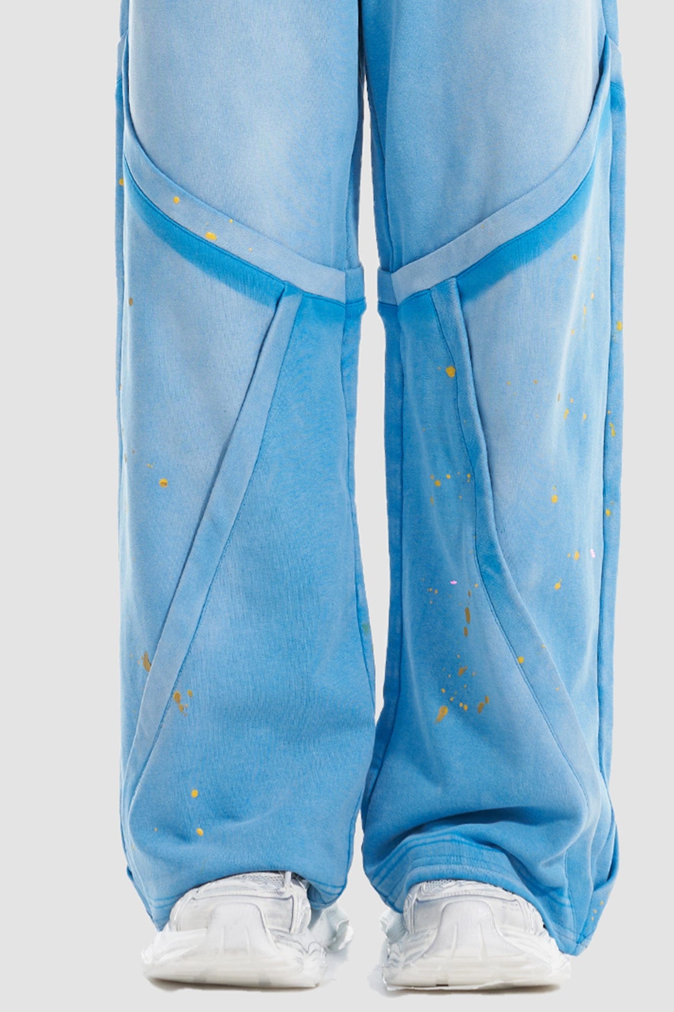 VANN VALRENCE Washed Paint-Splattered Paneled Pants
