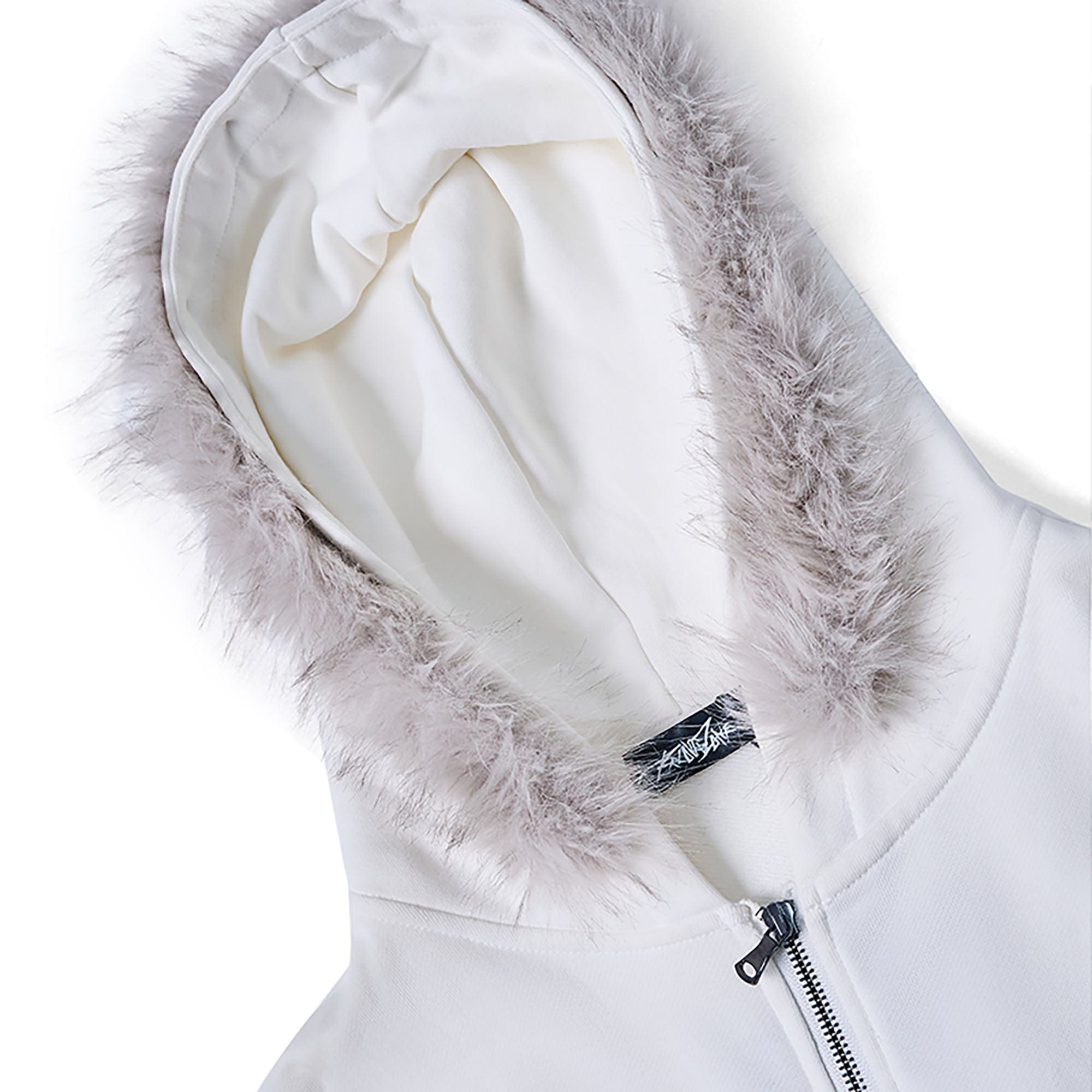 RECOVER ZONE Faux Fur Trim Graphic Zip-Up Hoodie, premium urban and streetwear designers apparel on PROJECTISR.com, RECOVER ZONE