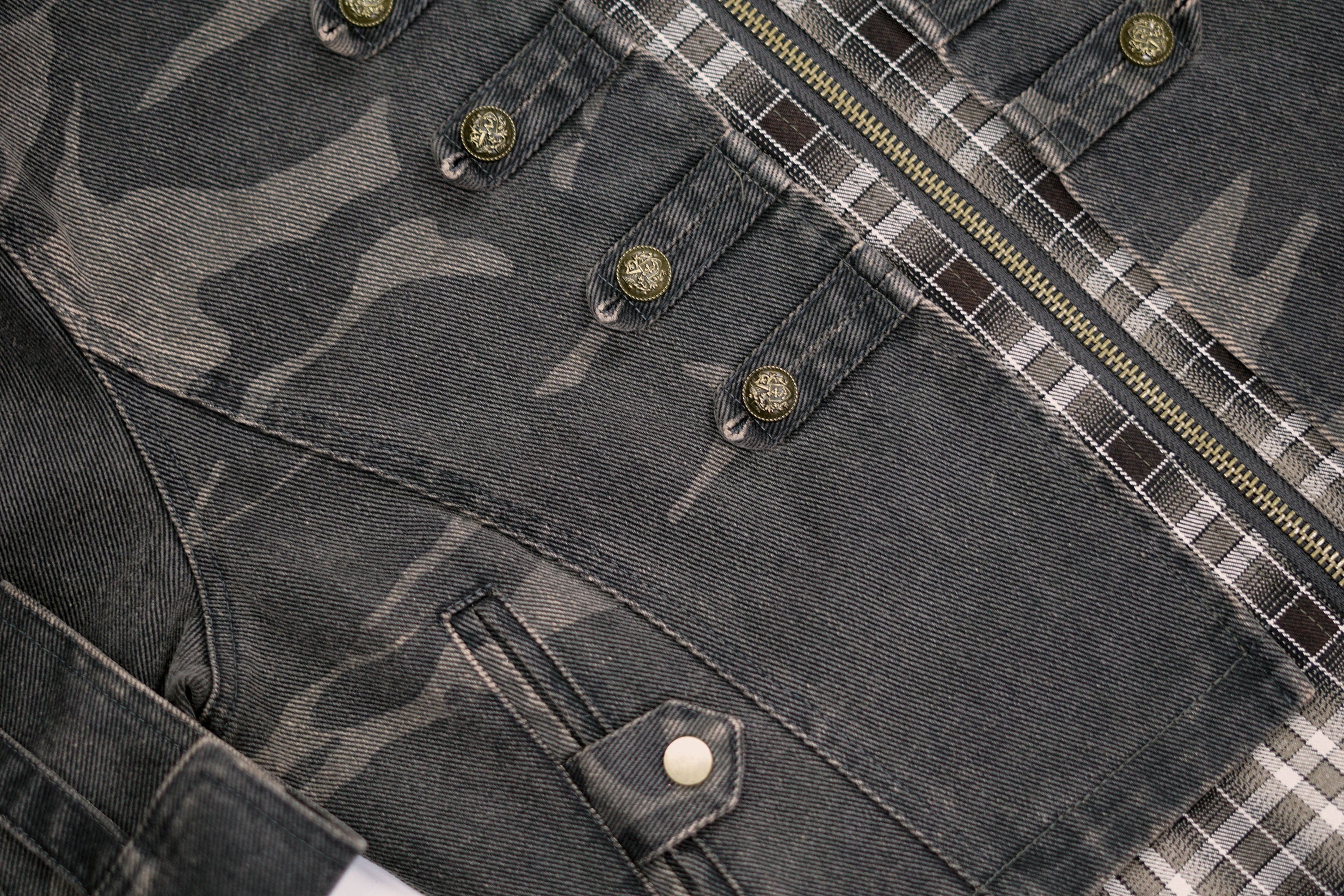 CESTNOUS Washed Camo Layered Cropped Jacket