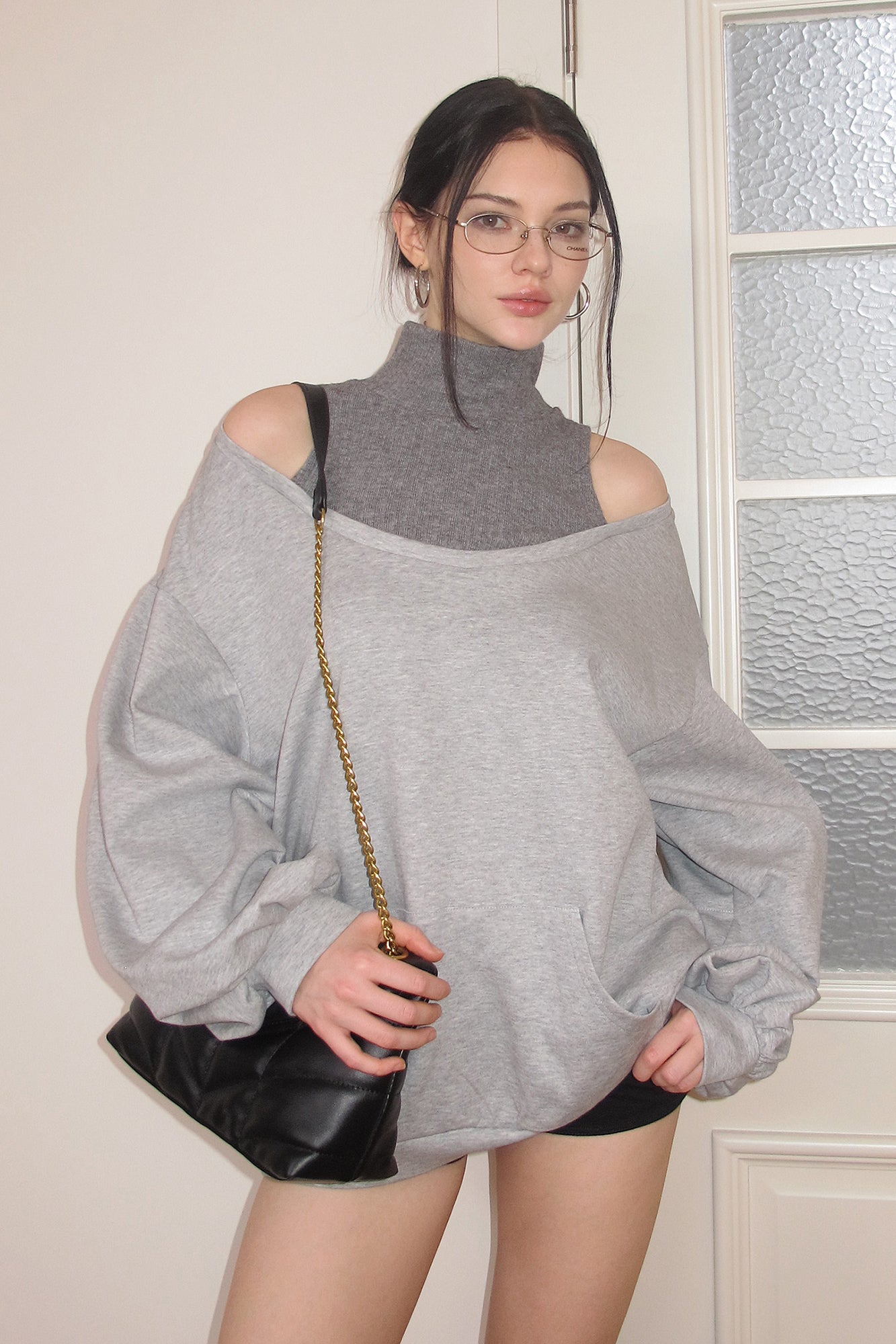 AE30 SAINT Cold Shoulder Oversized Sweatshirt