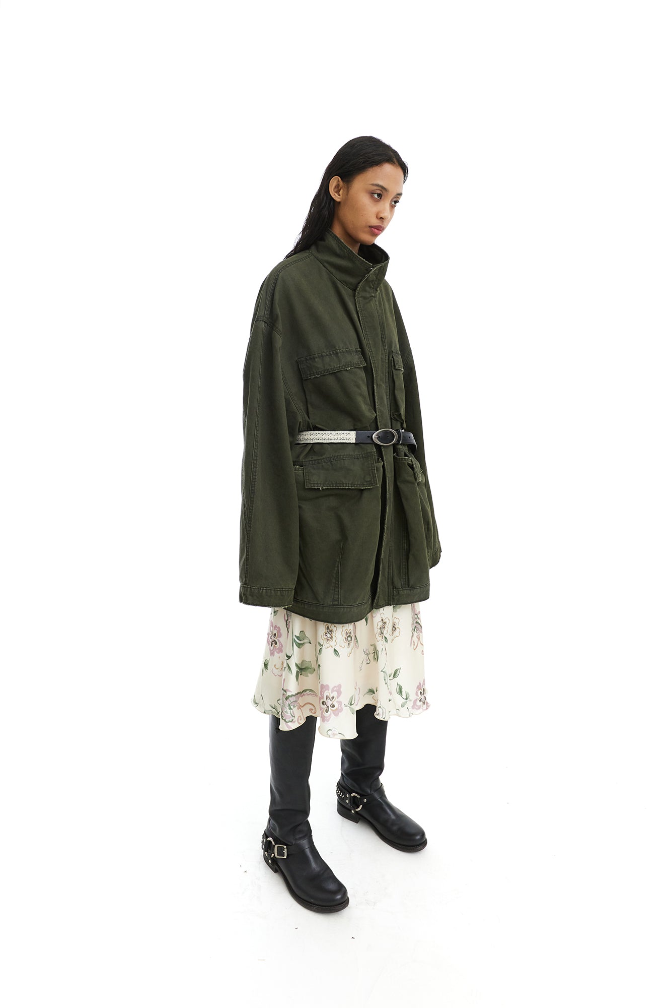 NEVERSEEZ Frayed Multi-Pocket Utility Jacket