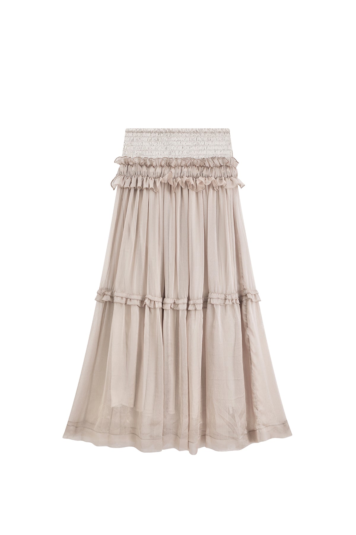 CHANGGUANG YUANZI Spliced Lace Drawstring Flared Skirt