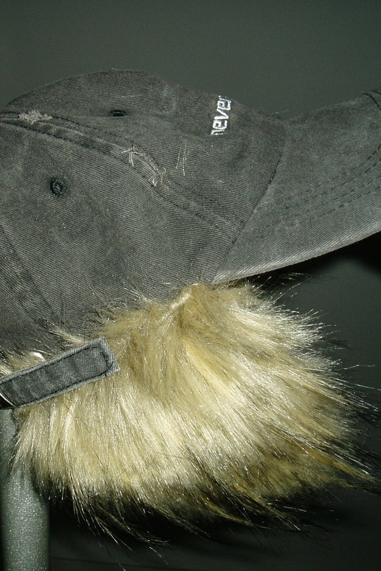 NEVER OFFEND L ANGEL Faux-Fur Ear Flaps Distressed Cap