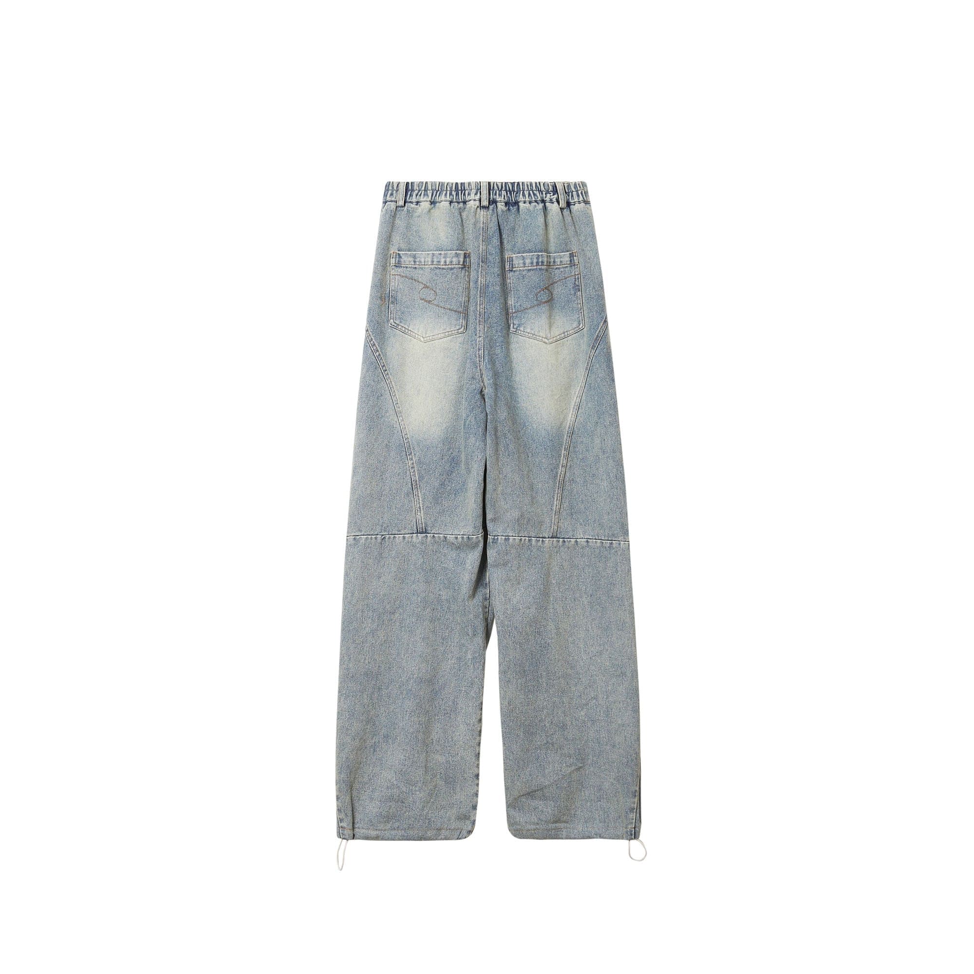 ERROR CODE ROBOT Washed Curved Pleated-Knee Jeans