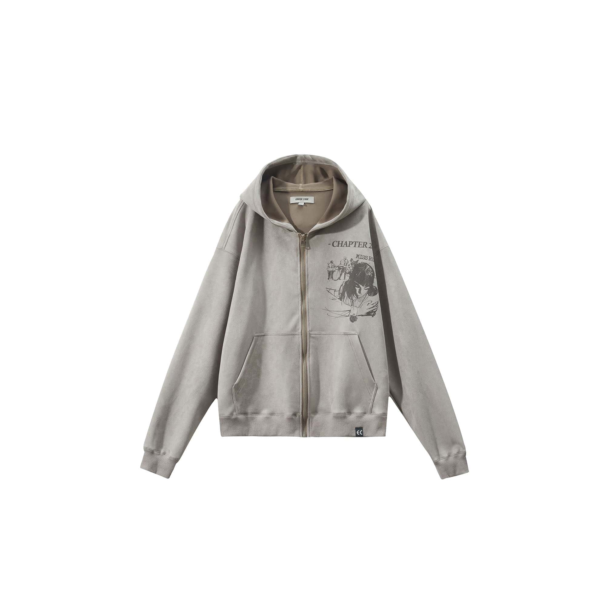 ERROR CODE ROBOT Graphic Suede Zip-Up Hoodie