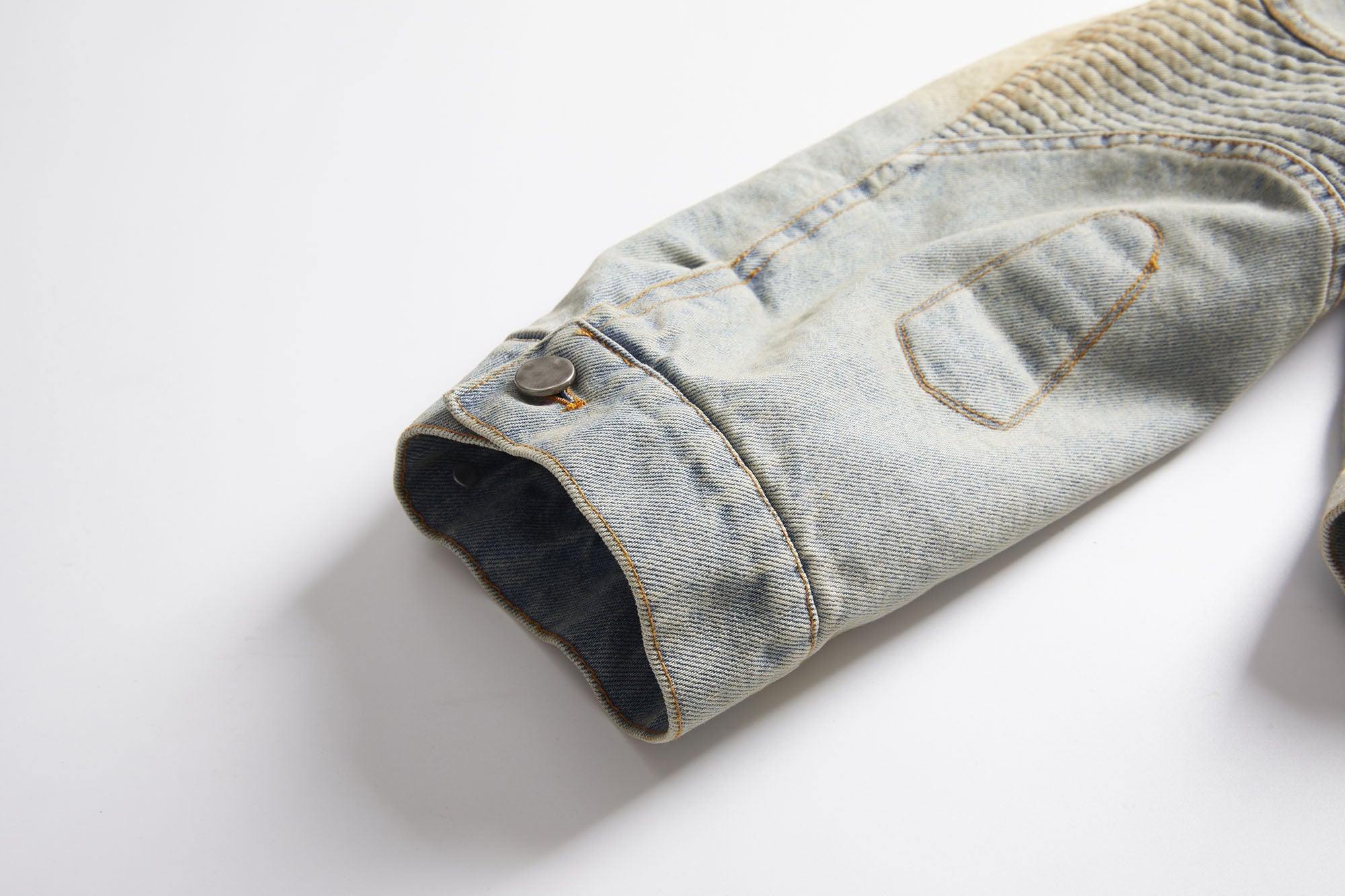 ERROR CODE ROBOT Distressed Washed Cropped Biker Denim Jacket