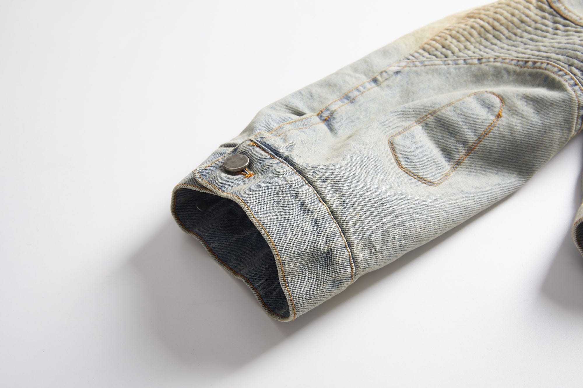 ERROR CODE ROBOT Distressed Washed Cropped Biker Denim Jacket