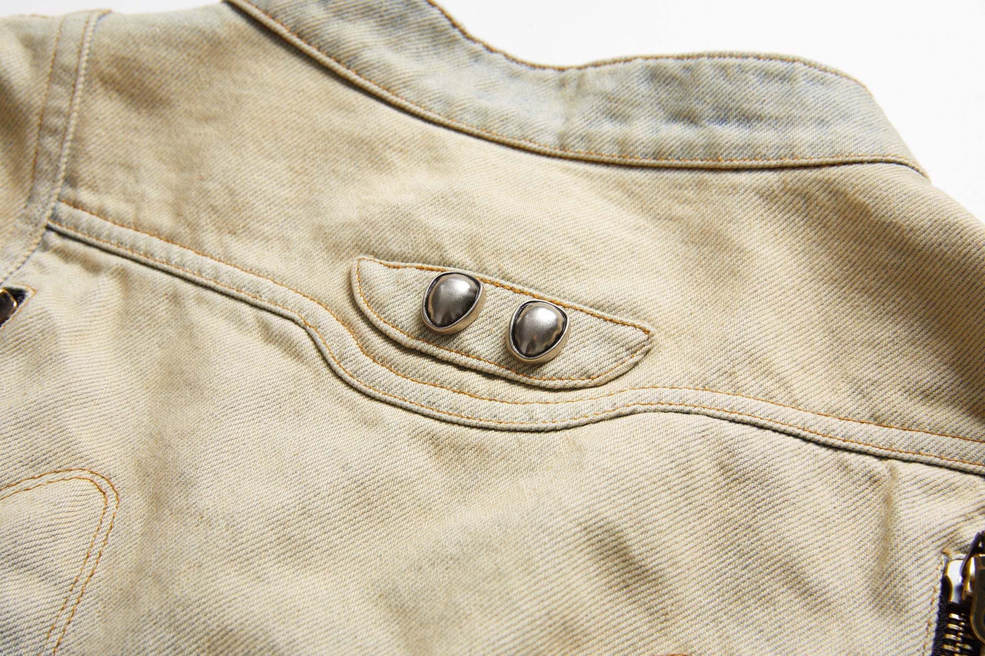ERROR CODE ROBOT Distressed Washed Cropped Biker Denim Jacket