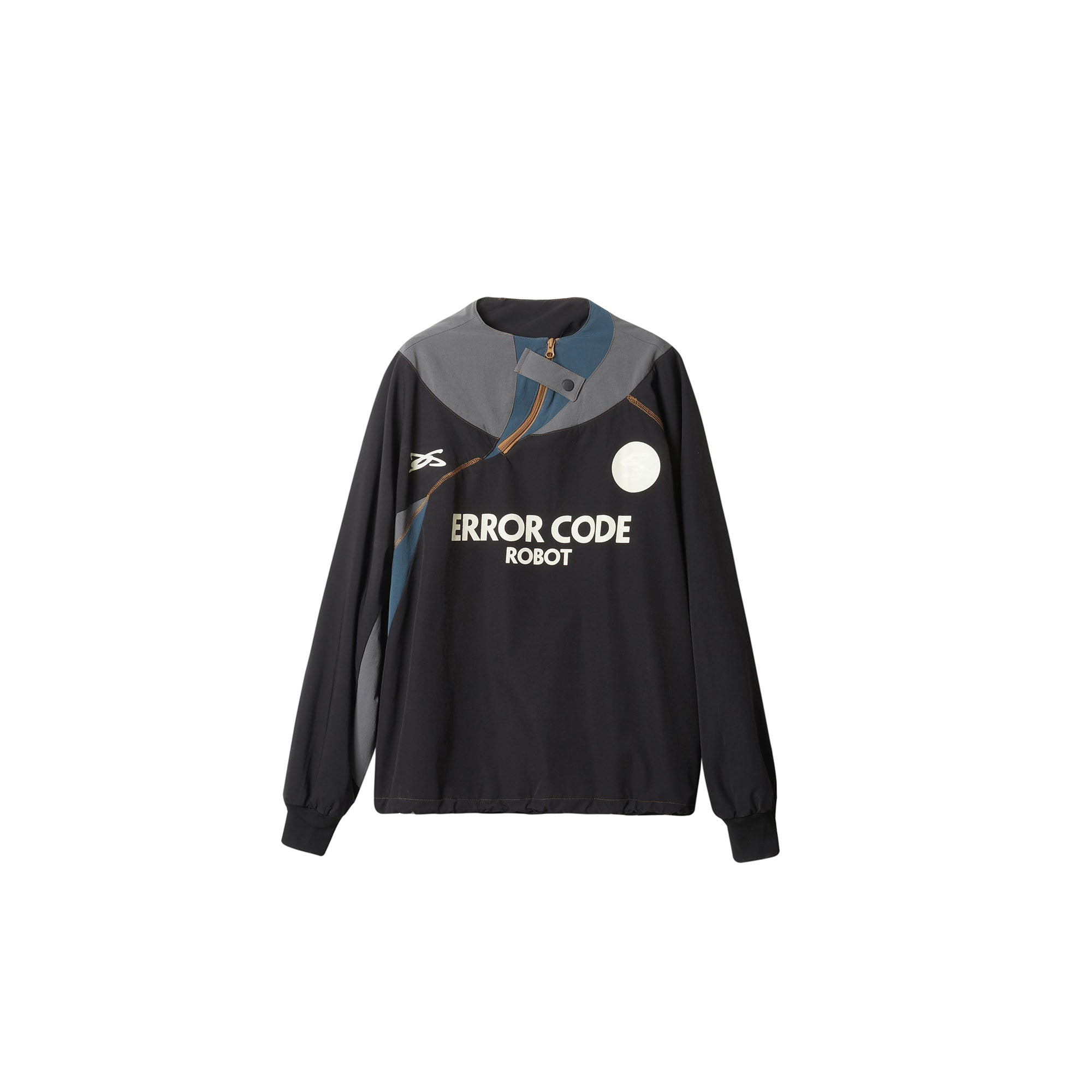 ERROR CODE ROBOT Asymmetric Zip Contrast Panel Sweatshirt