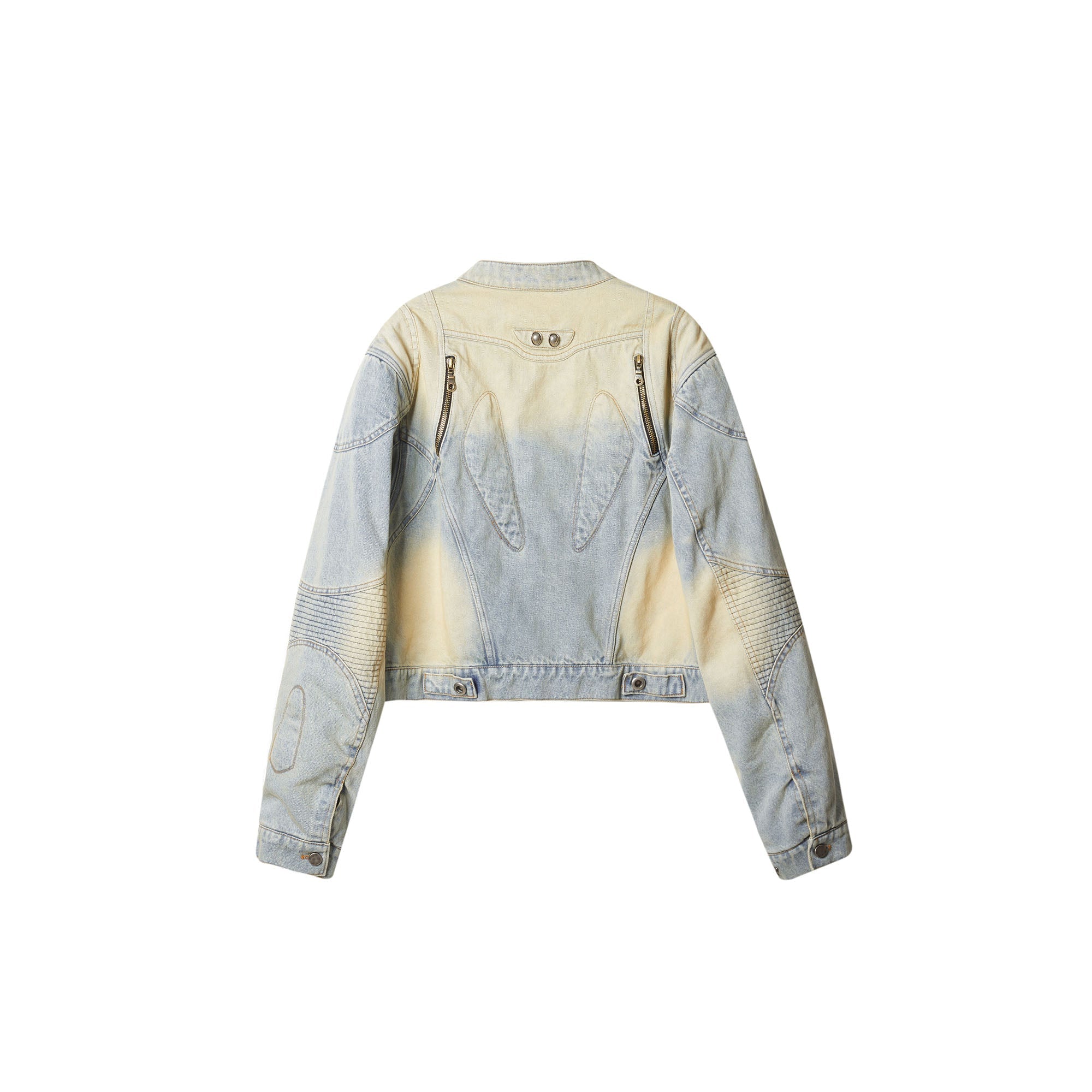 ERROR CODE ROBOT Distressed Washed Cropped Biker Denim Jacket