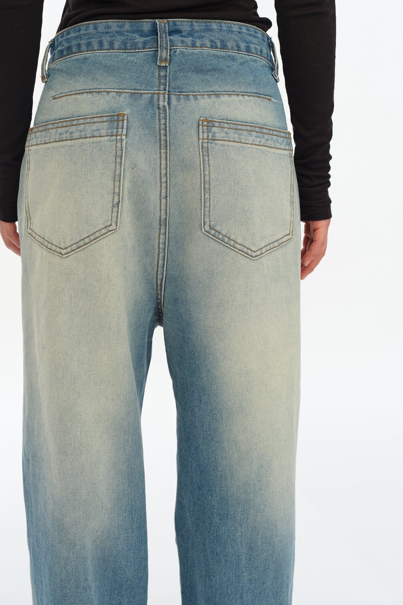 OINIMI Distressed Washed Wide-Leg Jeans